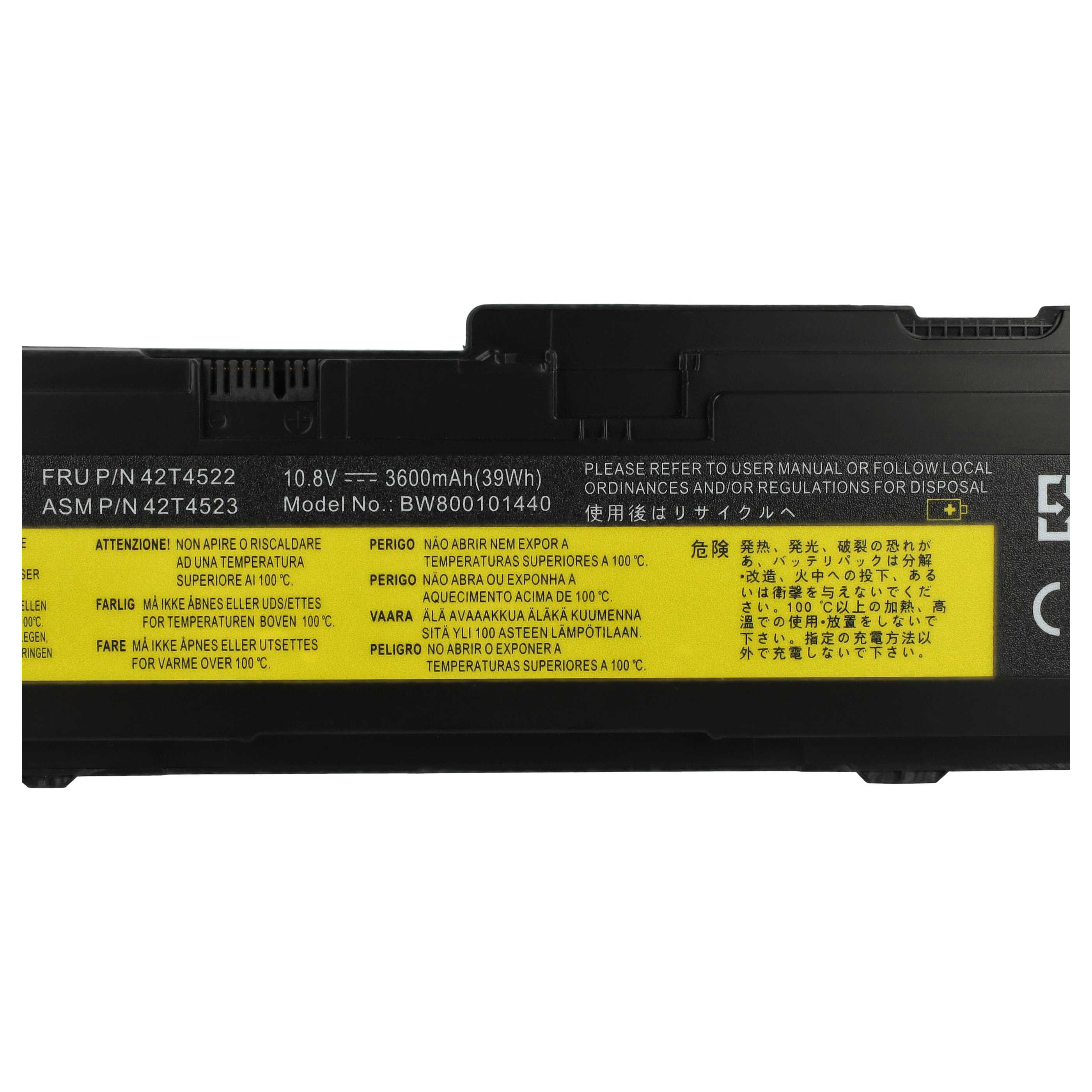 Akumulator do laptopa zamiennik IBM Lenovo 43R1965, 43R1967, ASM 42T4519 - 3600 mAh 10,8 V Li-Ion, czarny