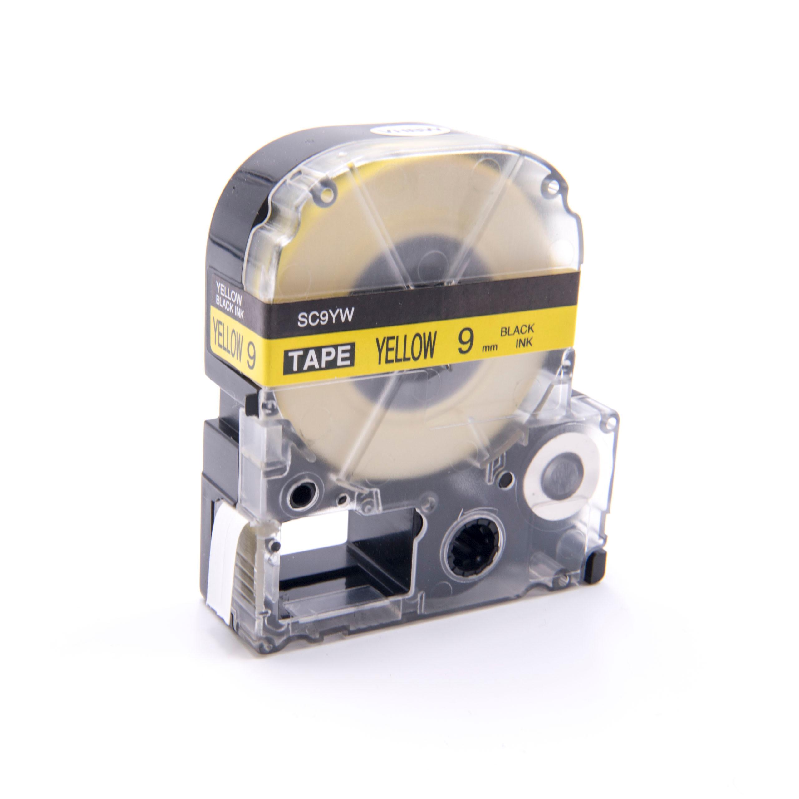 Cassette à ruban remplace Epson LC-3YBW - 9mm lettrage Noir ruban Jaune
