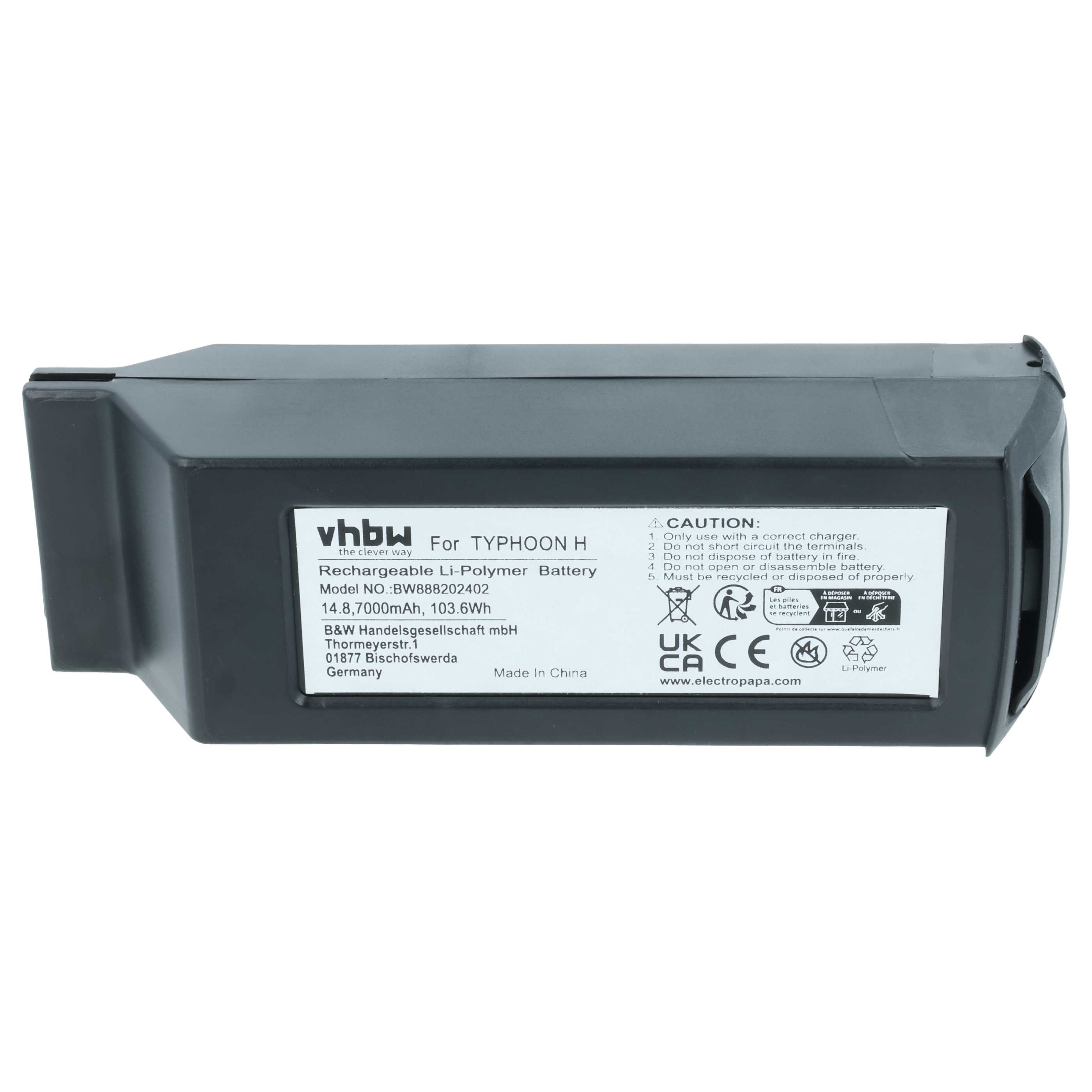 Batterie remplace Yuneec YUNH105, YUNTYH105 pour drone Yuneec- 7000mAh 14,8V Li-polymère