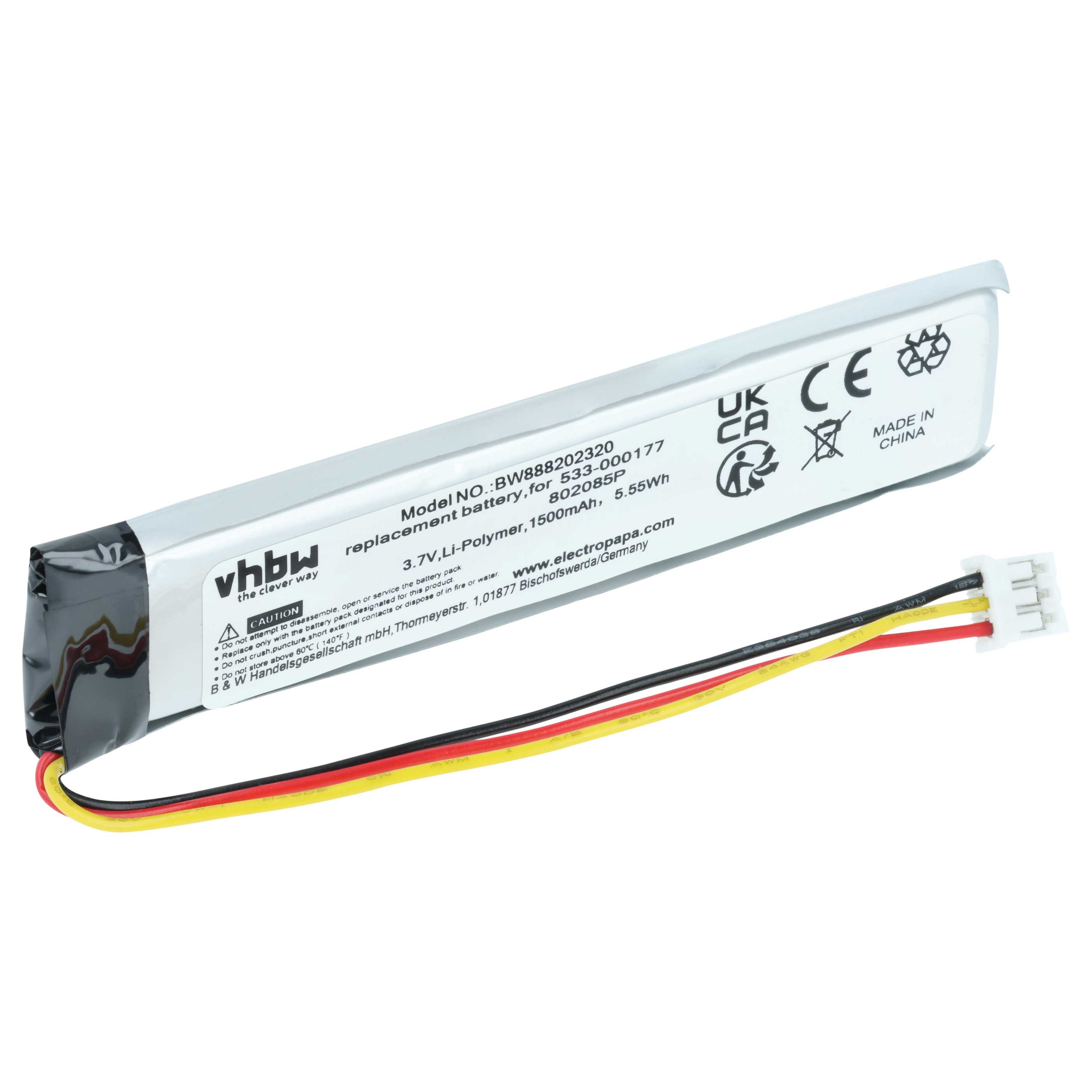 Tastatur-Akku als Ersatz für Logitech 533-000177 für Logitech - 1500mAh 3,7V Li-Polymer