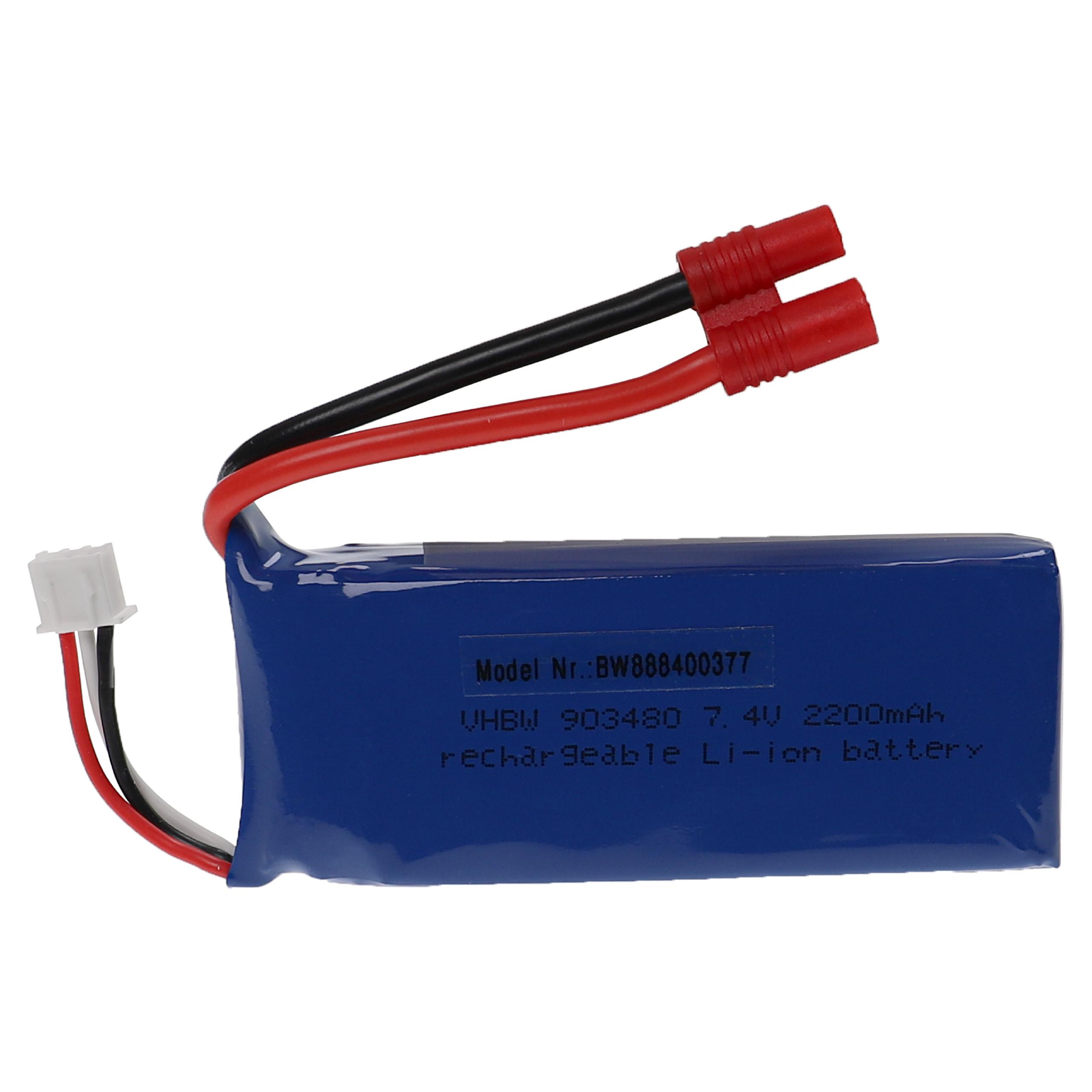 Batería para dispositivos modelismo - 2200 mAh 7,4 V Li-poli, conector banana 3,5 mm