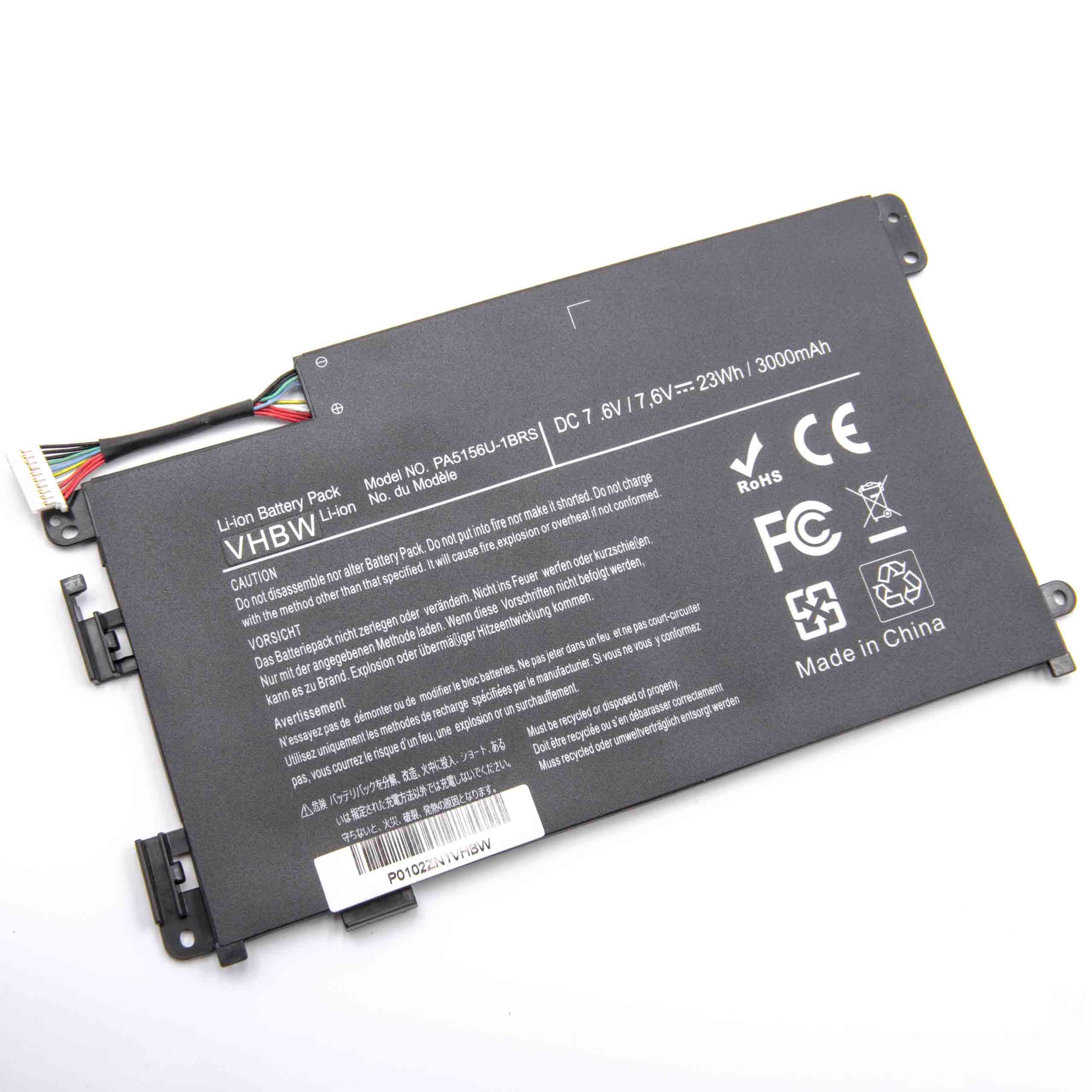 Notebook-Akku als Ersatz für Toshiba PA5156U-1BRS, P000577240 - 3000mAh 7,6V Li-Polymer