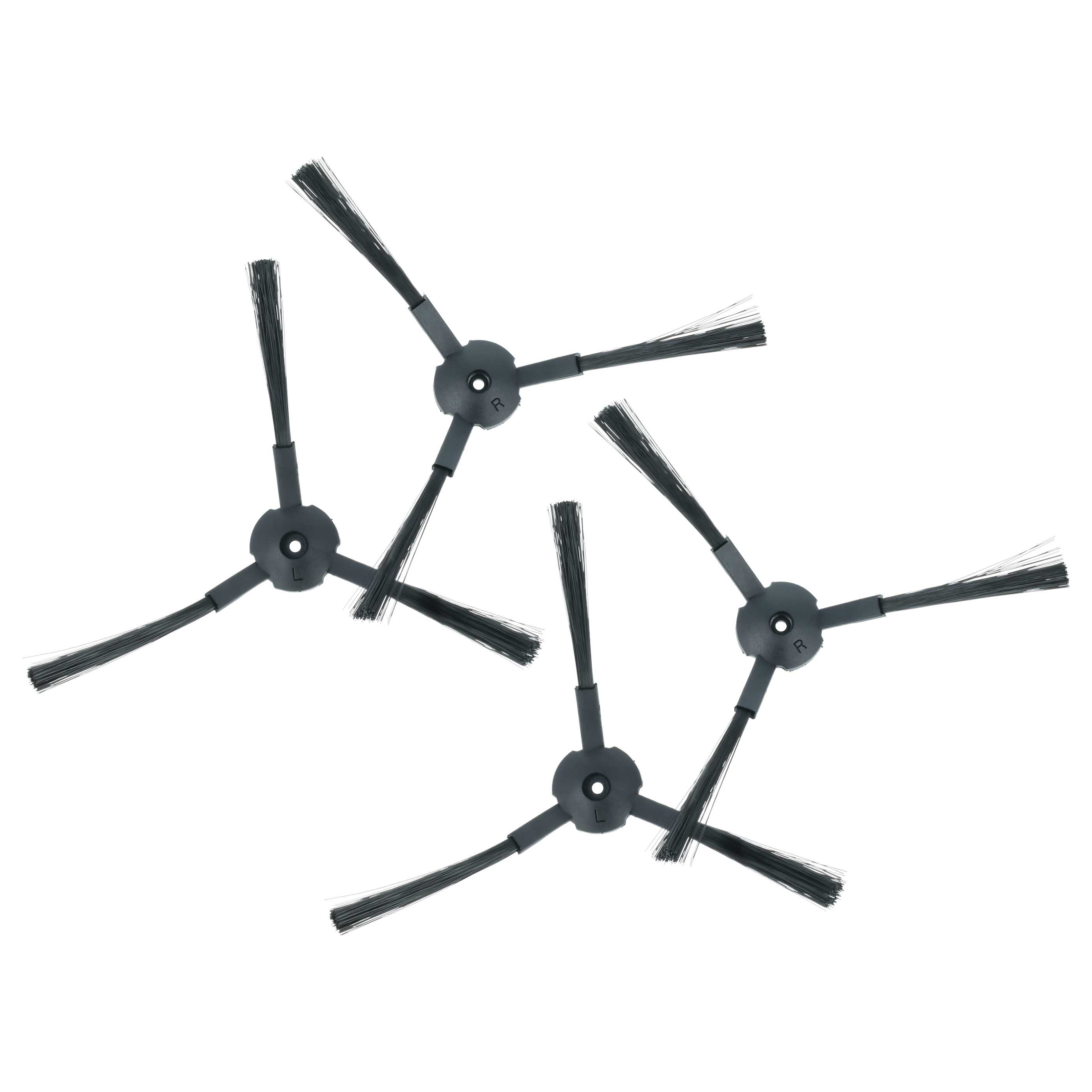 4x Seitenbürste passend für iLife / Zaco / Medion - Reinigungsbürsten Set, 3 Arme, schwarz