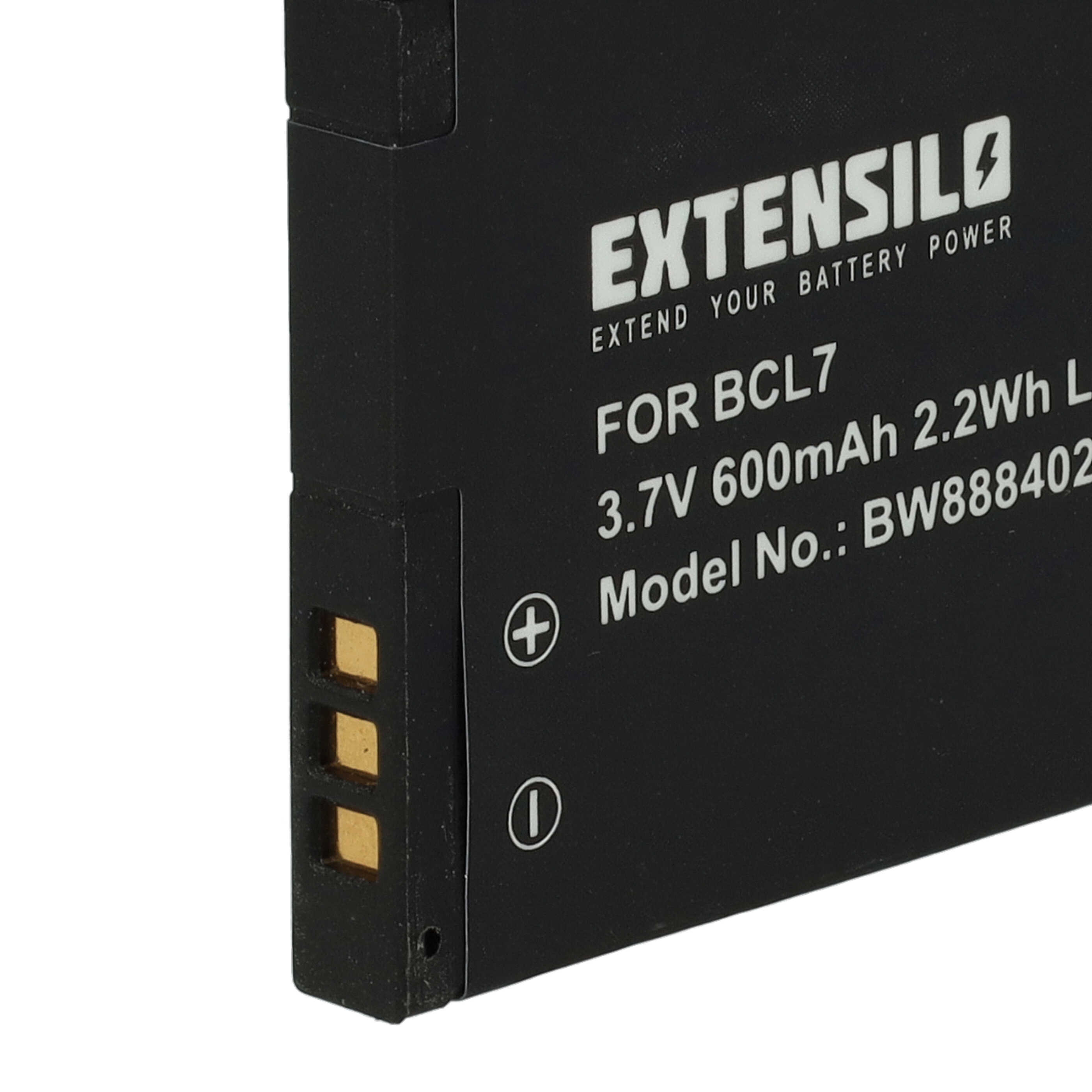 3x Battery replaces Panasonic DMW-BCL7, DMW-BCL7E - 600mAh, 3.7V, Li-Ion