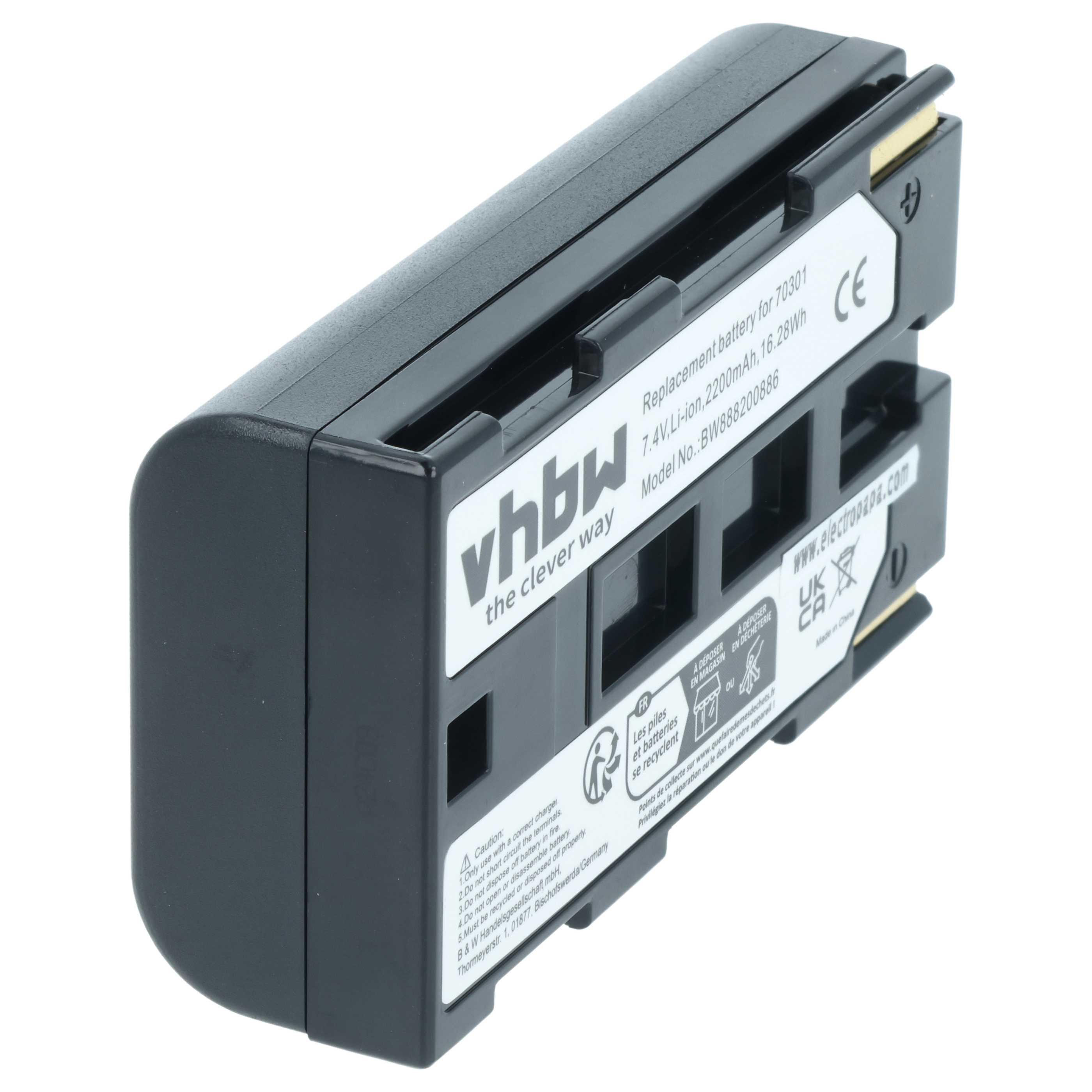 Battery replaces Phase One 70301 - 2200mAh, 7.4V, Li-Ion