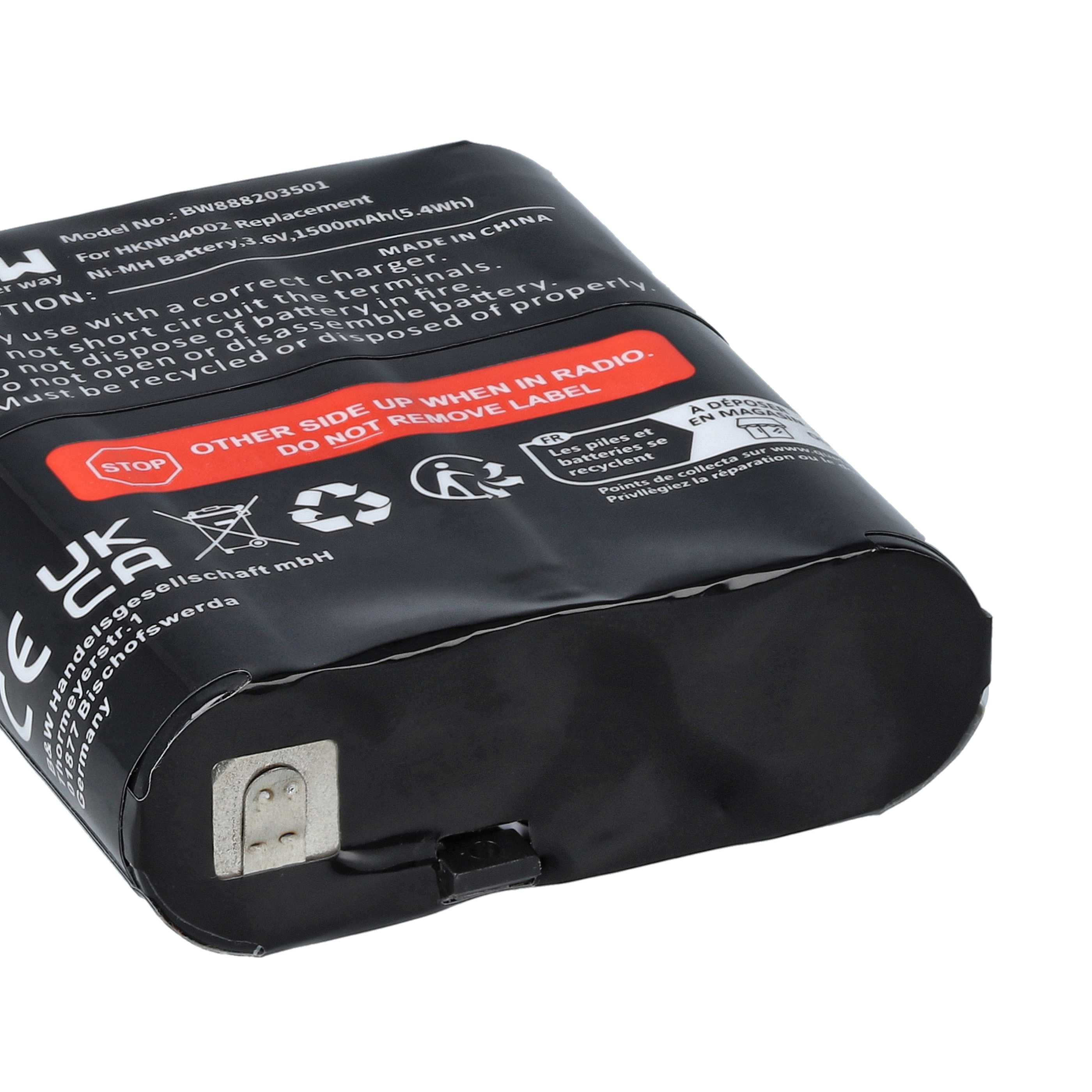 Radio 10x Battery replaces Motorola 4002A, 56315, AP-4002, AP-4002H, 1532, 53615 - 1500 mAh 3.6 V NiMH