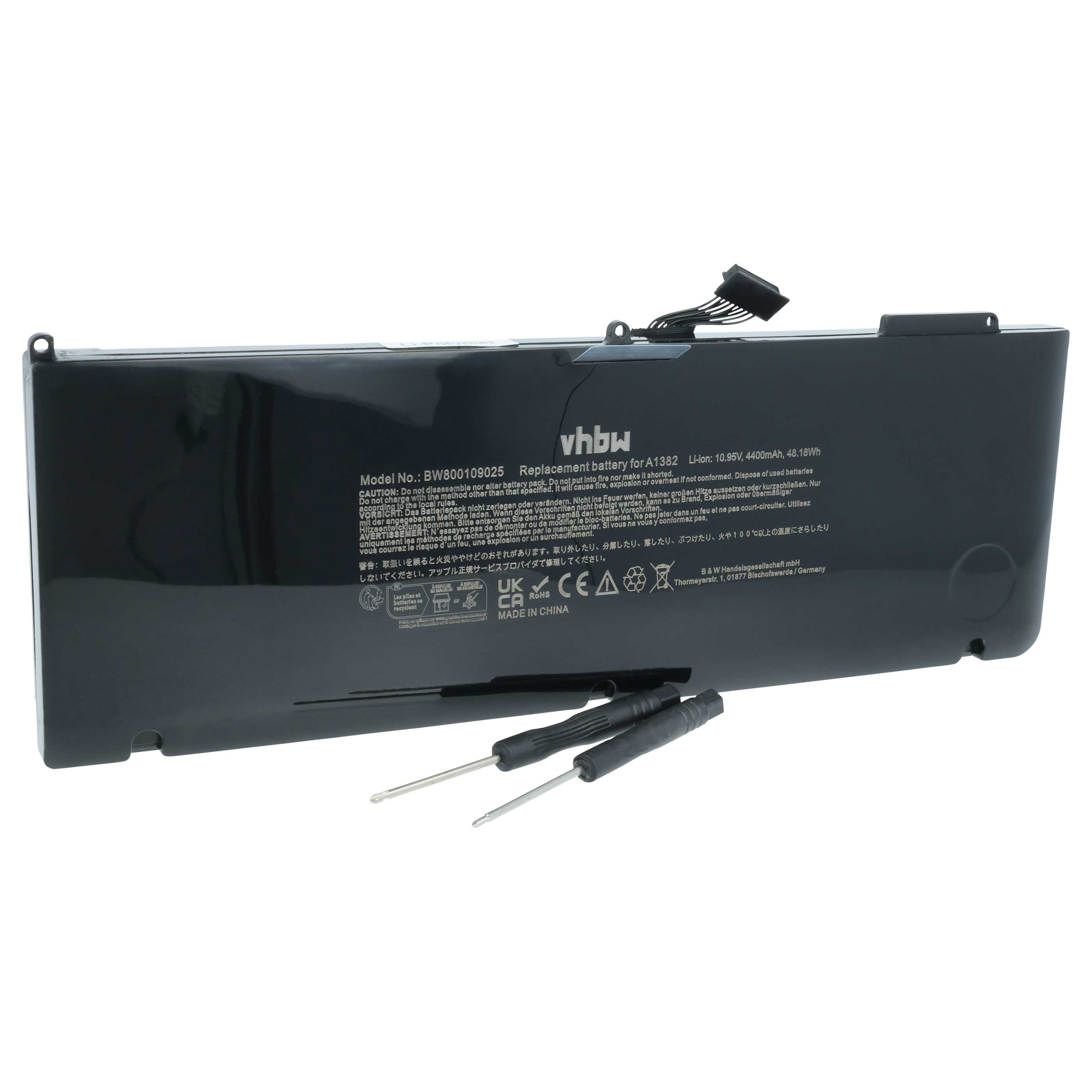 Batteria sostituisce Apple A1382, 020-7134-01, 020-7134-A, 661-5844 per notebook - 4400mAh 10,95V Li-Poly nero