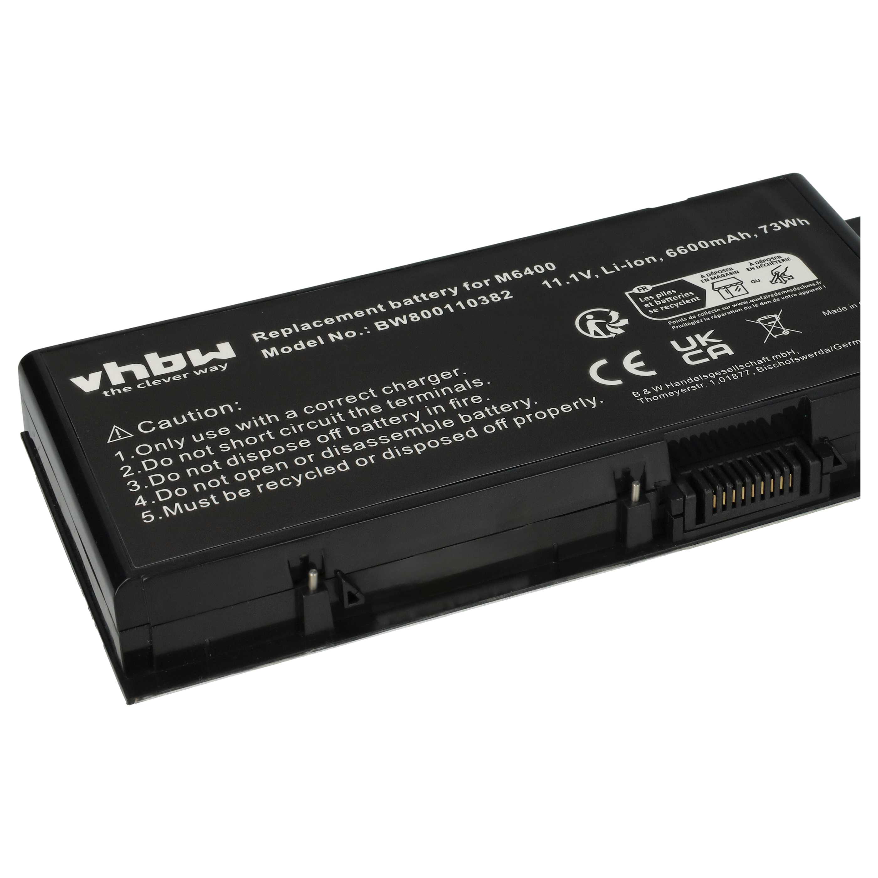 Batteria sostituisce Dell 0KR854, 0DW554, 05K145, 312-0868, 312-0747 per notebook - 6600mAh 11,1V Li-Ion nero