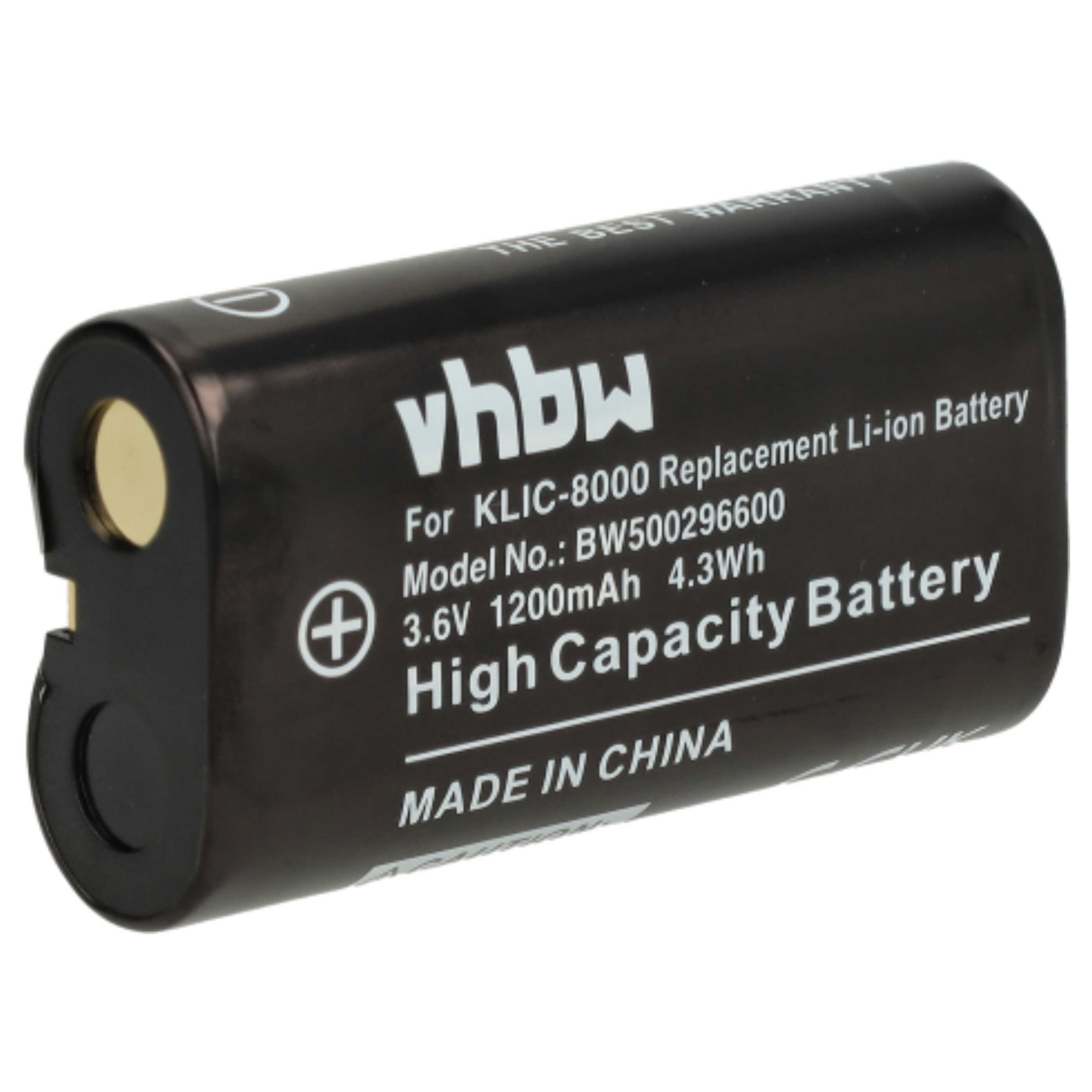 3x Battery replaces Kodak Klic-8000, RB50 - 1200mAh, 3.6V, Li-Ion