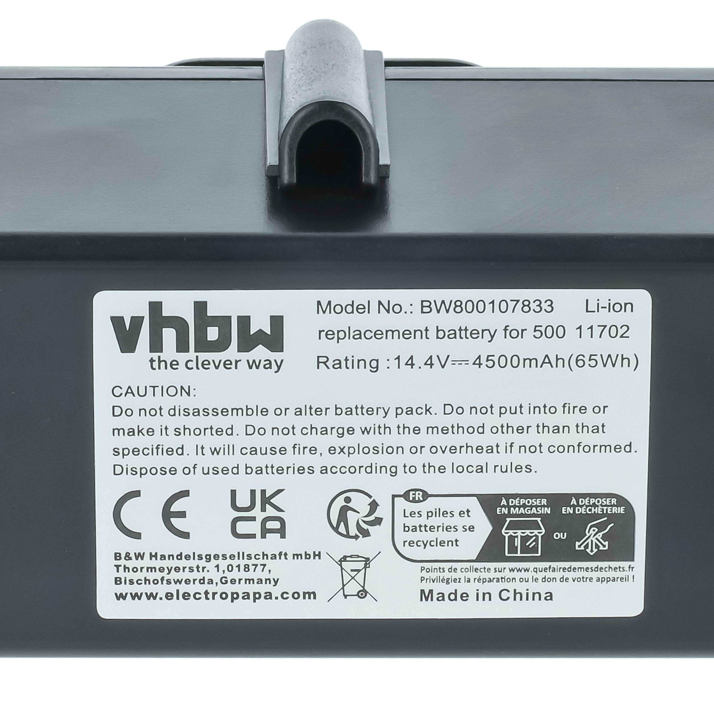 Batteria sostituisce 11702, 80501e, 80601, 68939, 80501, 4419696 per aspirapolvere - 4500mAh 14,4V Li-Ion