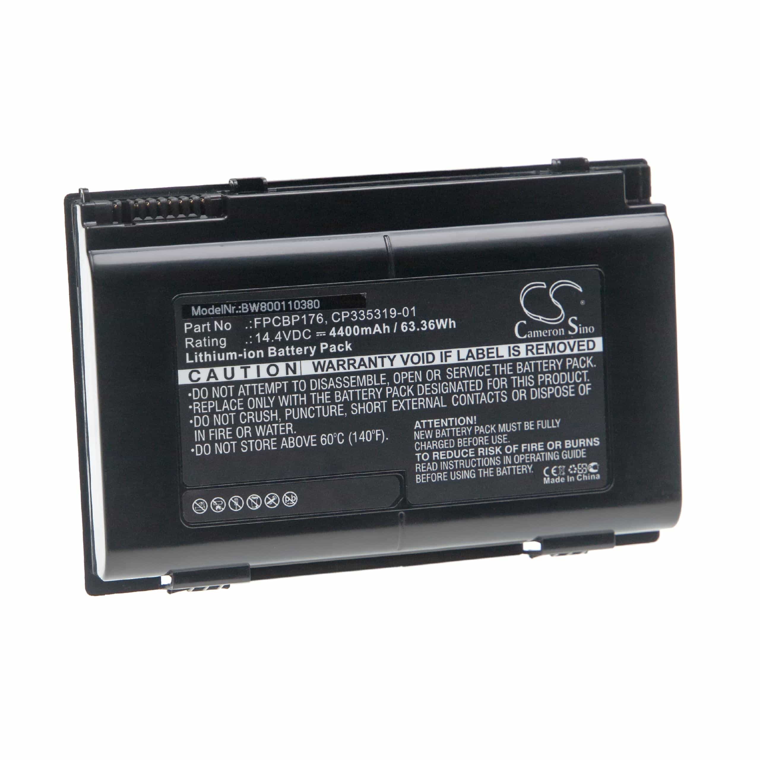 Notebook Battery Replacement for Fujitsu 0644670, CP335311-01, FPCBP175 - 4400mAh 14.4V Li-Ion, black