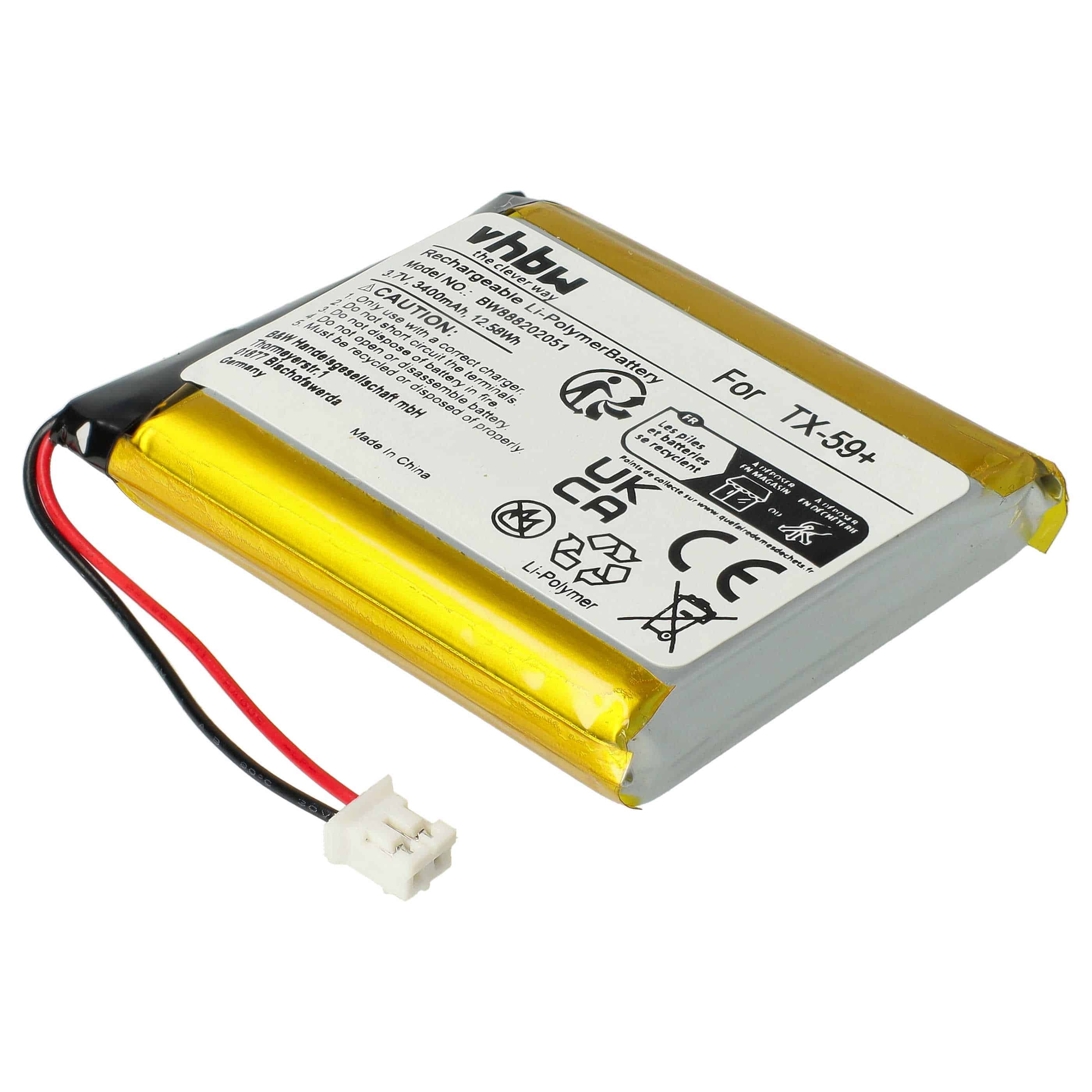 Intercom Doorbell Battery Replacement for Technaxx 4653, TE4653 - 3400 mAh 3.7 V Li-Ion