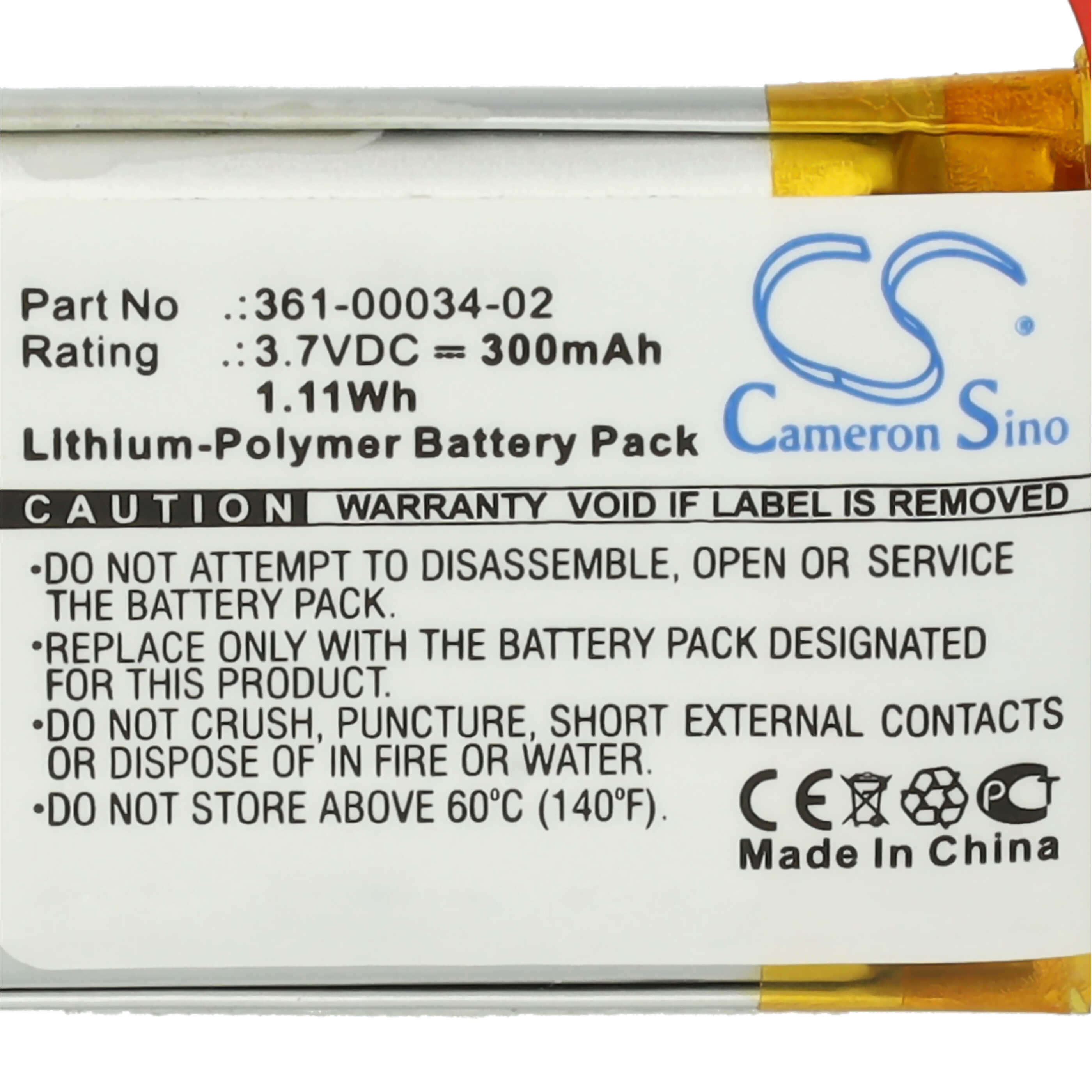 Smartwatch-Akku als Ersatz für Garmin 361-00034-02 - 300mAh 3,7V Li-Polymer + Werkzeug-Set