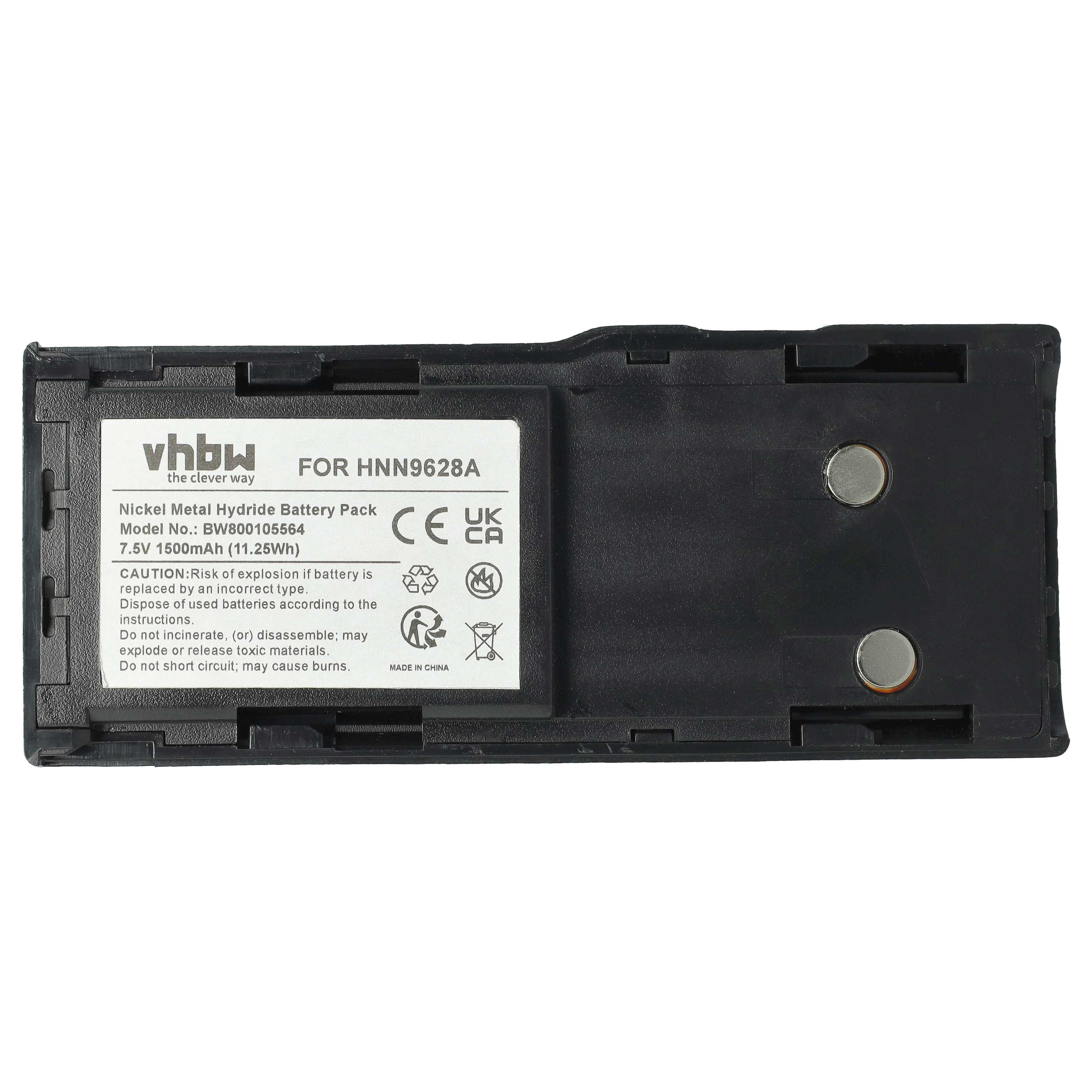 Radio 10x Battery replaces Motorola HNN8133C, HNN9628A, HNN8308A, HNN9628 - 1500 mAh 7.5 V NiMH + Belt Clip