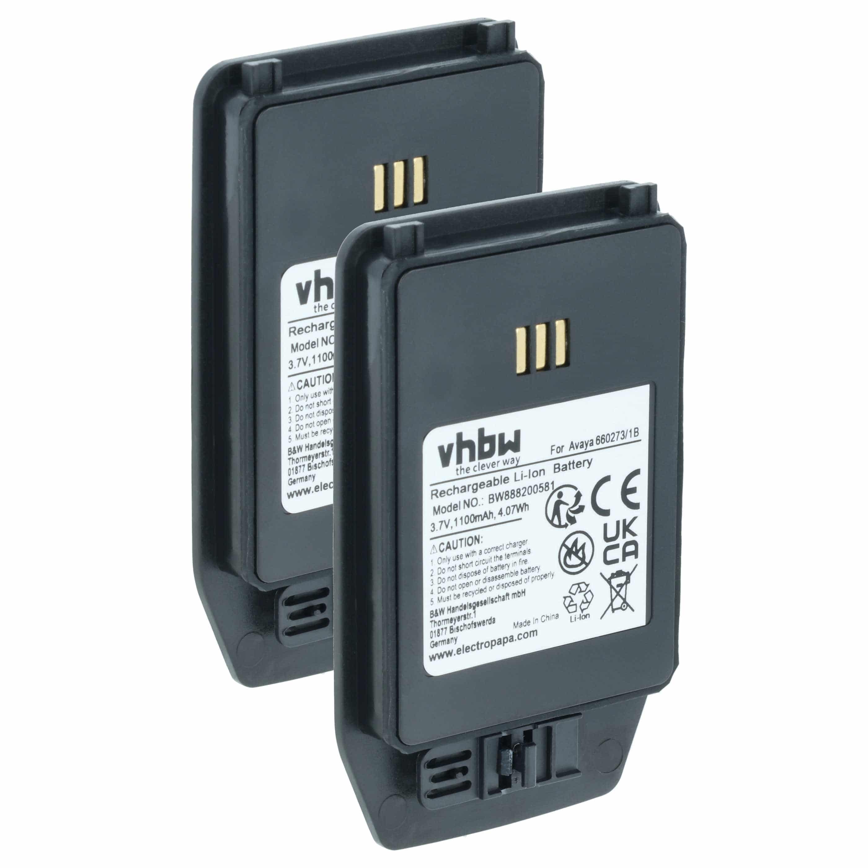 2x Akumulator do telefonu smartfona zamiennik Ascom 1220187, 660273/1B - 1100 mAh 3,7 V Li-Ion