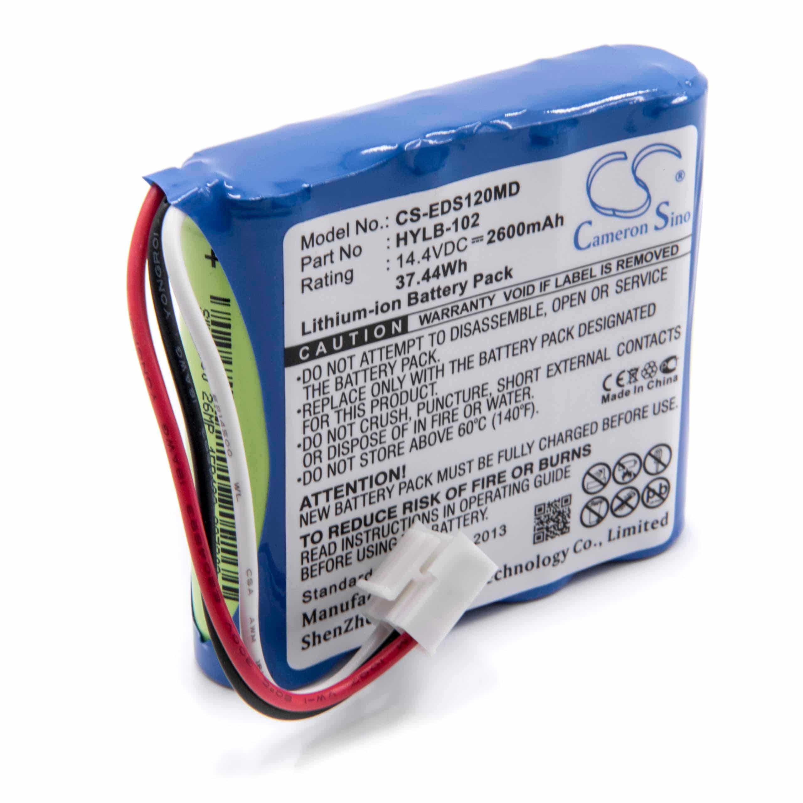 Batterie remplace Edan HYLB-102, TWSLB-005 pour appareil médical - 2600mAh 14,4V Li-ion