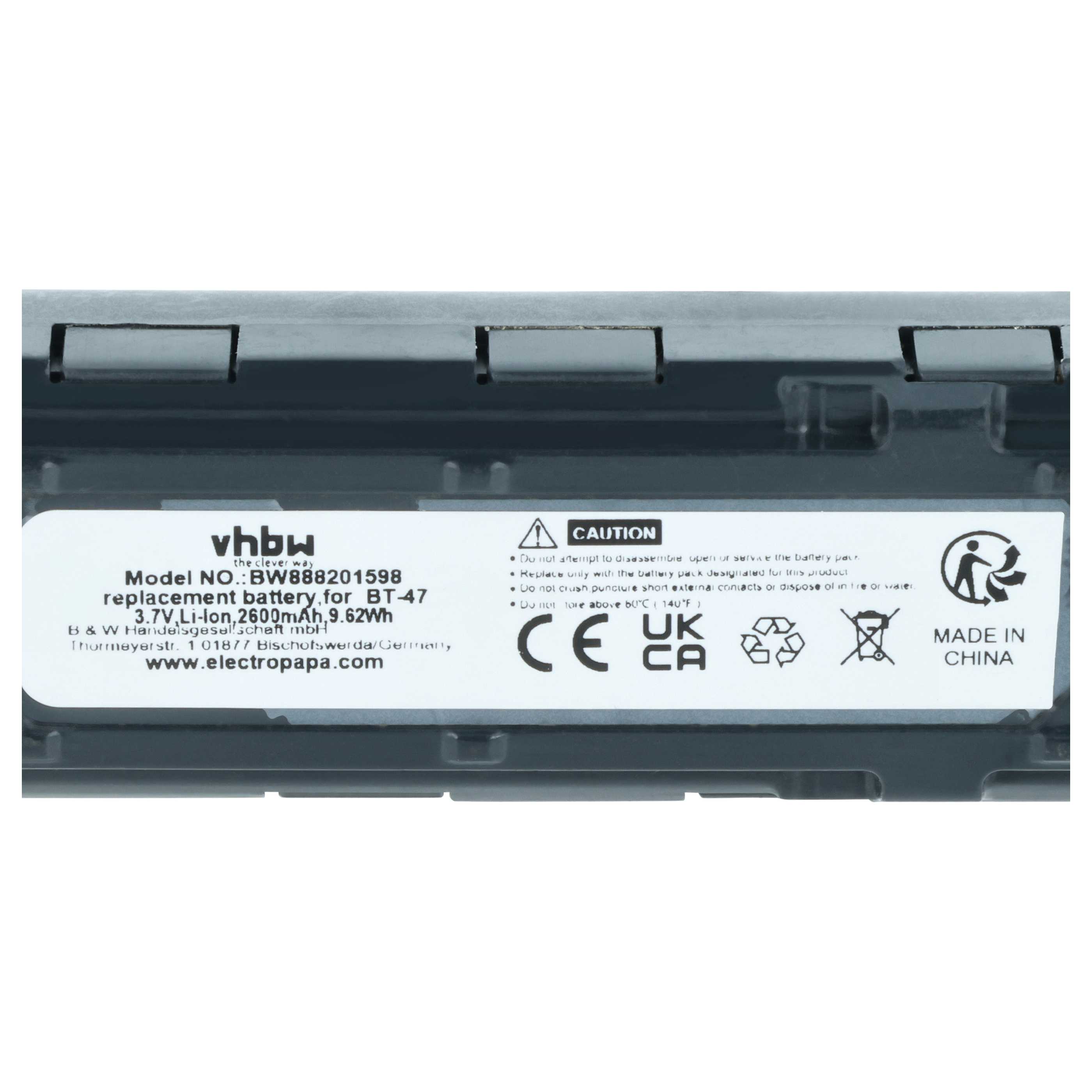 5x Batería reemplaza Datalogic 128004721, BT-47 para escáner código de barras (2600 mAh, 3,7 V, Li-Ion)