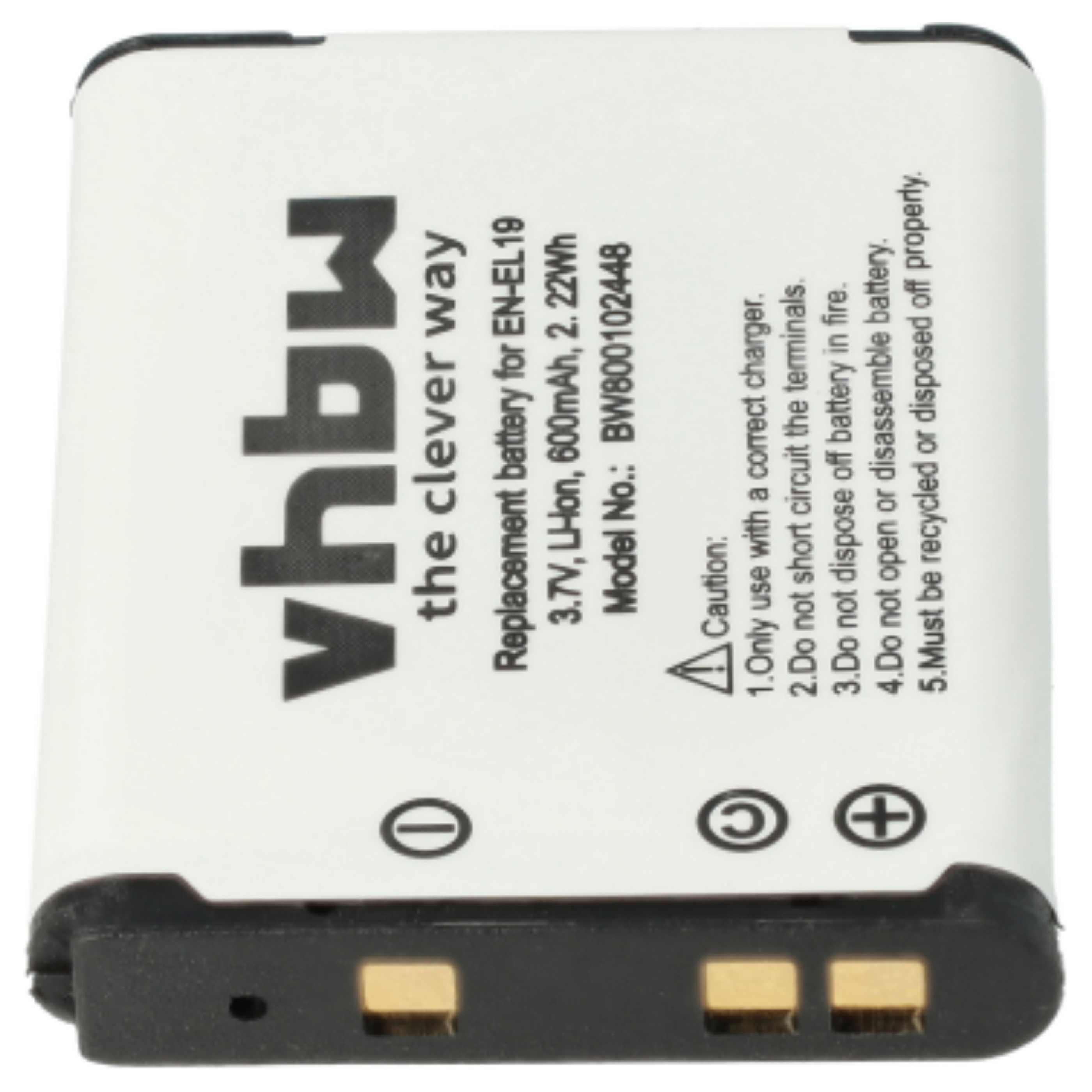 2x Battery Replacement for Nikon EN-EL19 - 600mAh, 3.7V, Li-Ion