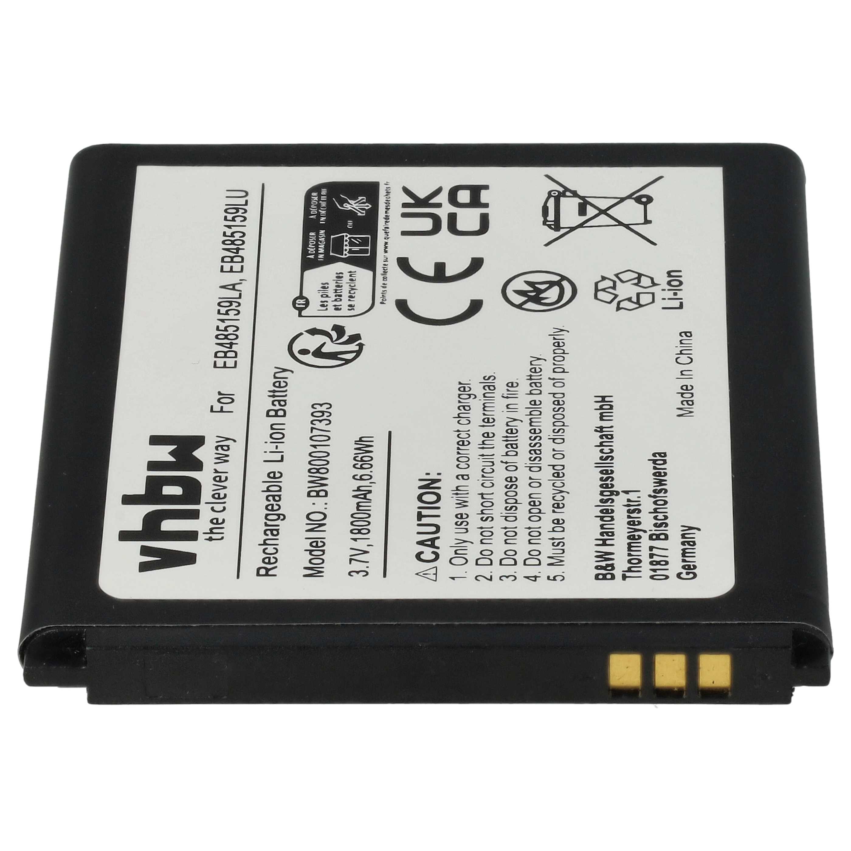 Mobile Phone Battery Replacement for Samsung EB485159LU, EB485159LA - 1800 mAh 3.7 V Li-Ion