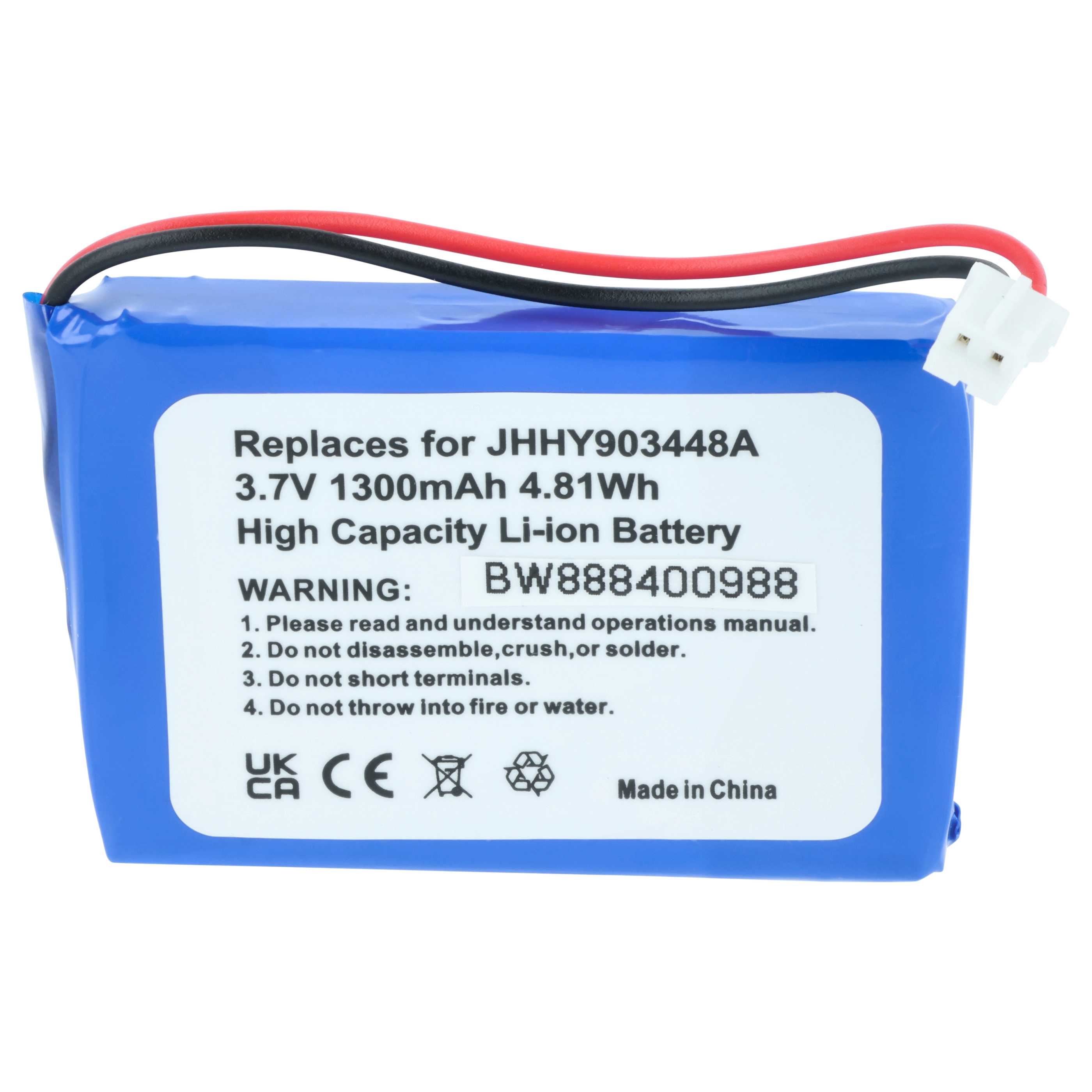 Radio Battery replaces Albrecht 083448, JHHY903448A - 1300 mAh 3.7 V Li-Ion