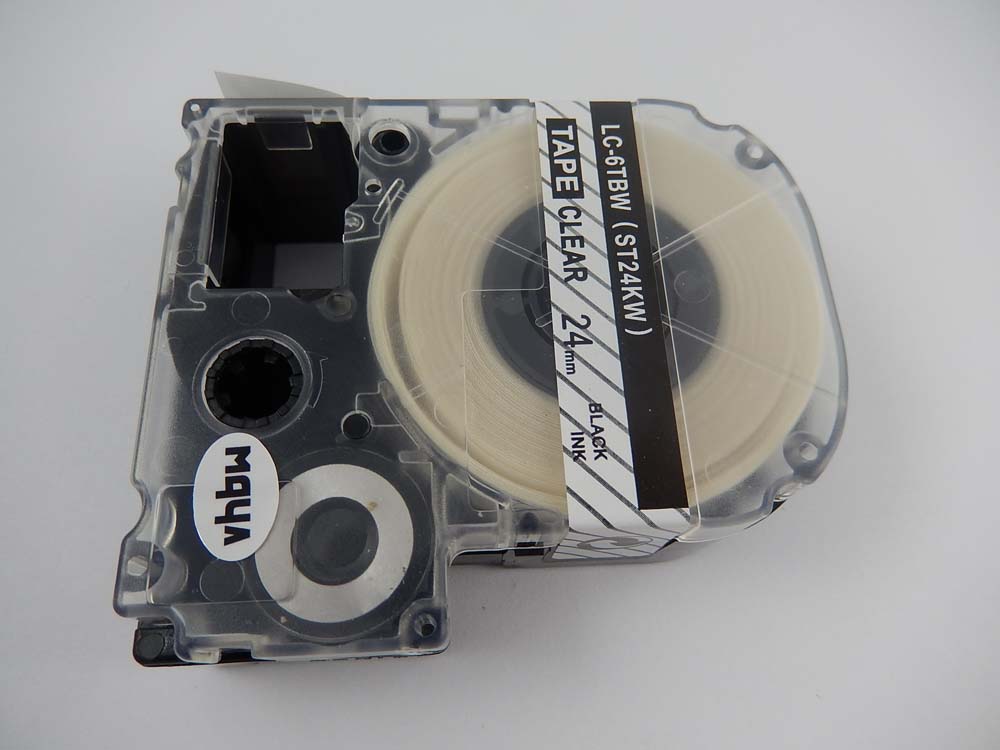 Cassetta nastro sostituisce Epson LC-6TBW per etichettatrice Epson 24mm nero su trasparente