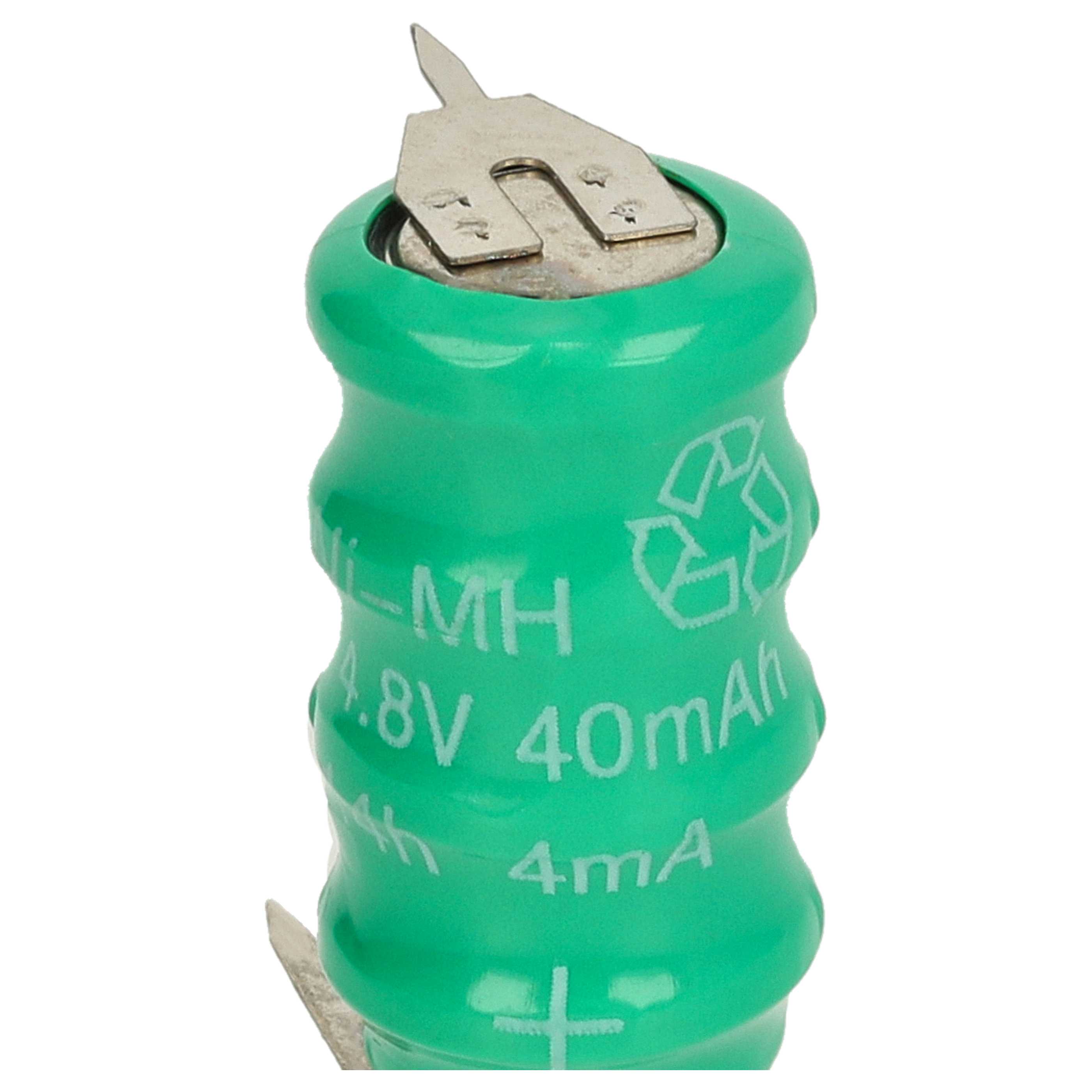 5x Button Cell Battery Type V40H 3 Pins for Model Building Solar Lamps etc. - 40 mAh 4.8 V NiMH