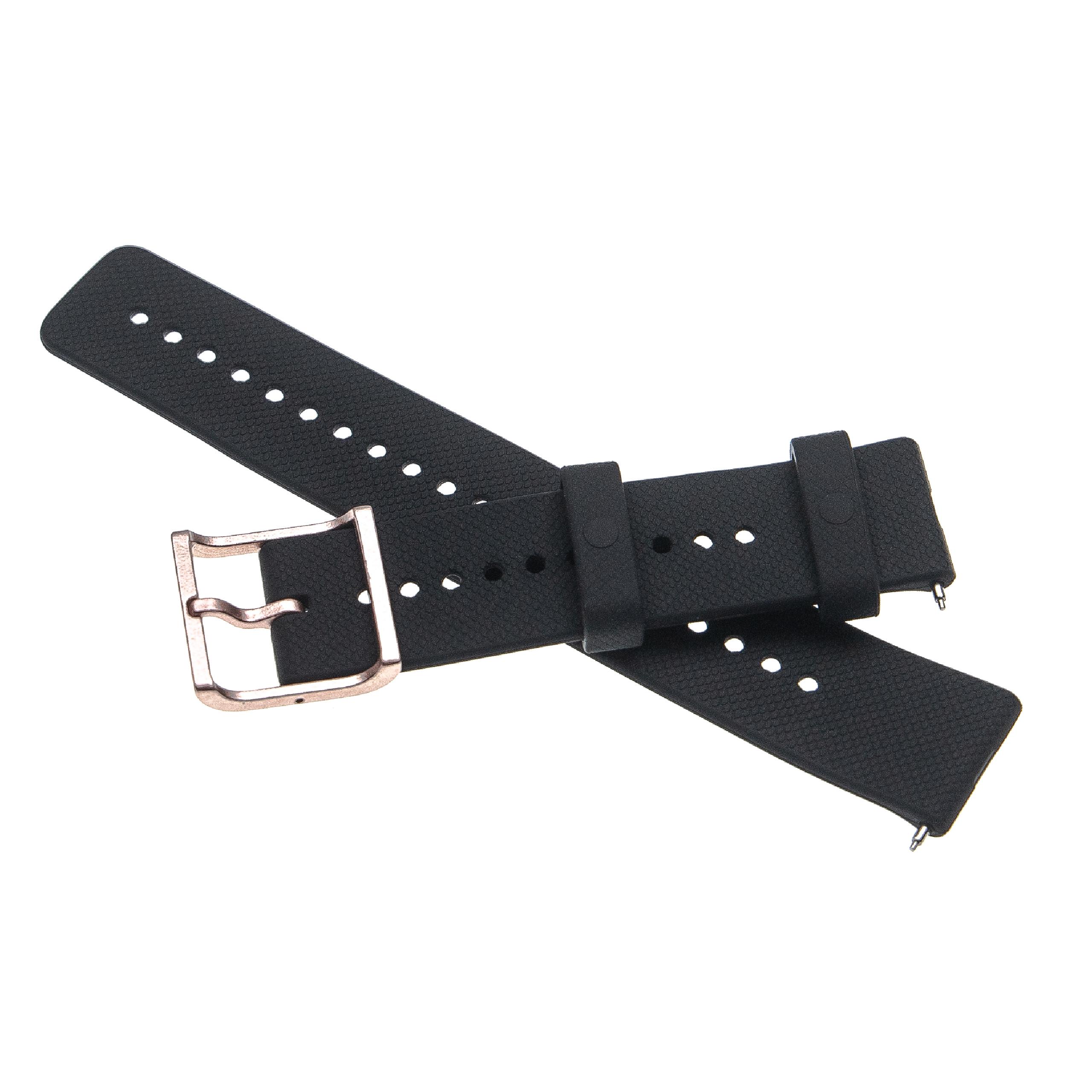 Armband für Polar Smartwatch - 12,8 + 9,1 cm lang, 20mm breit, Silikon, schwarz, rosa-metallic
