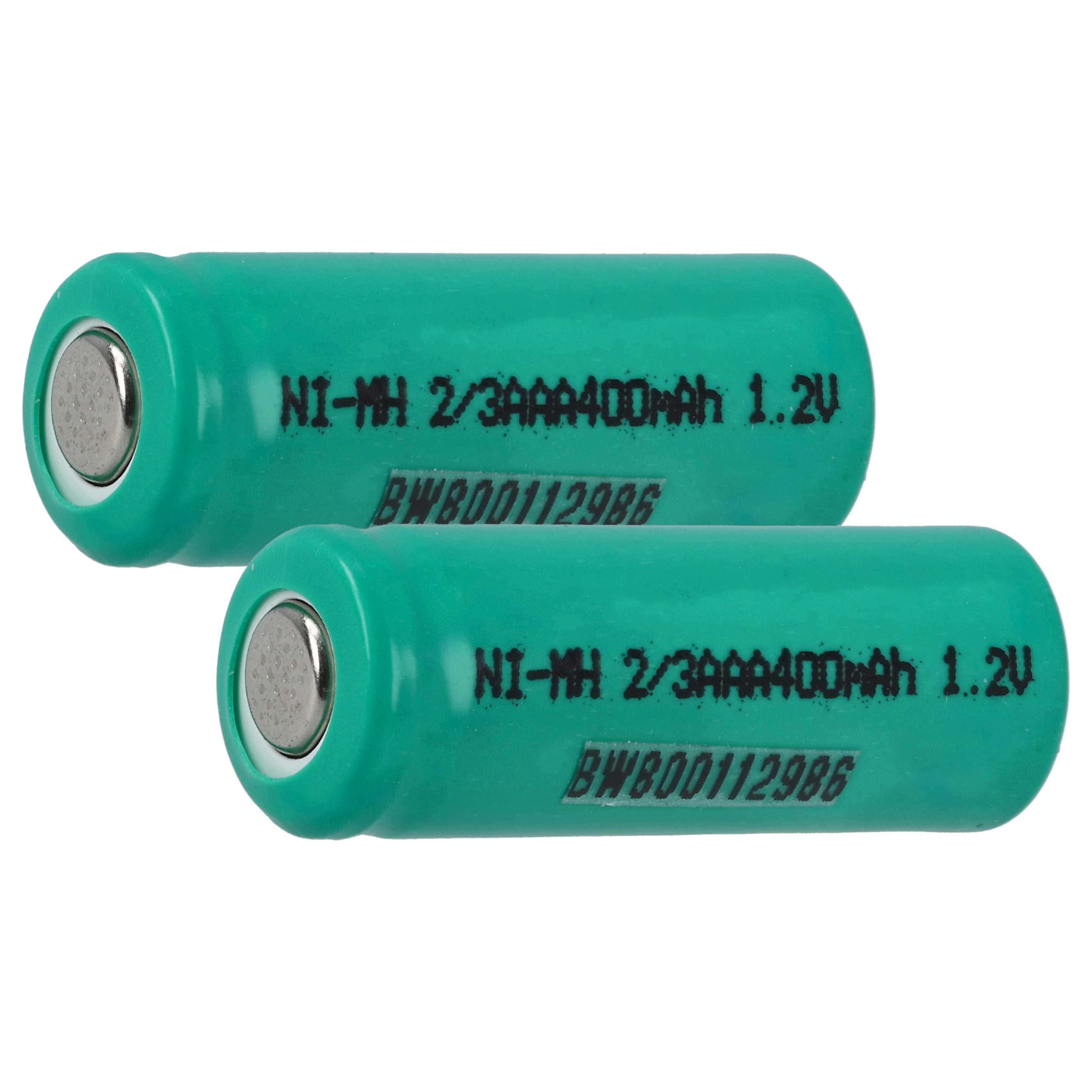 Raw Battery Cells (2 Piece) replaces 2/3AAA for Rechargeable Batteries - 400mAh 1.2V NiMH