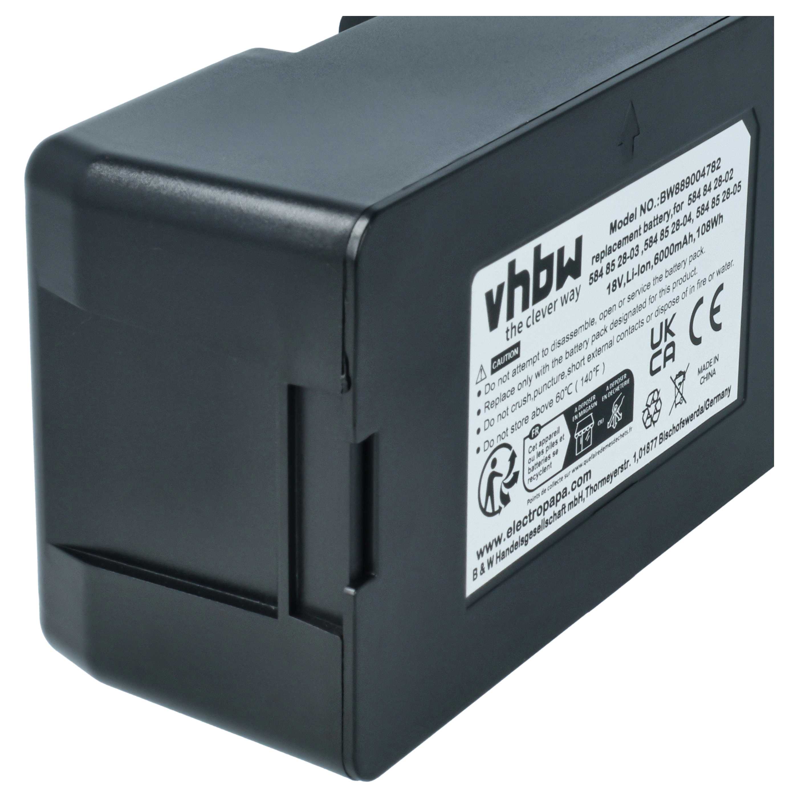 Batteria sostituisce Husqvarna 5848228-01, 584 84 28-02, 5848428-02 per tagliaerba - 6Ah 18V Li-Ion