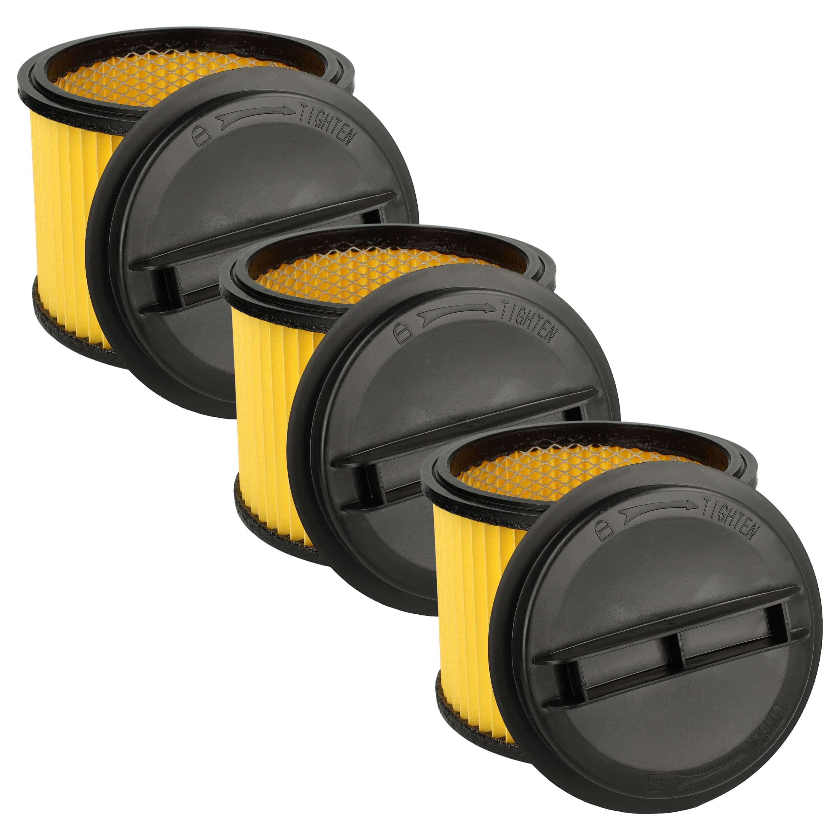 3x Filtercartridge filter replaces Einhell 23.421.75, 23.421.67 for Ozito Vacuum Cleaner, black / yellow