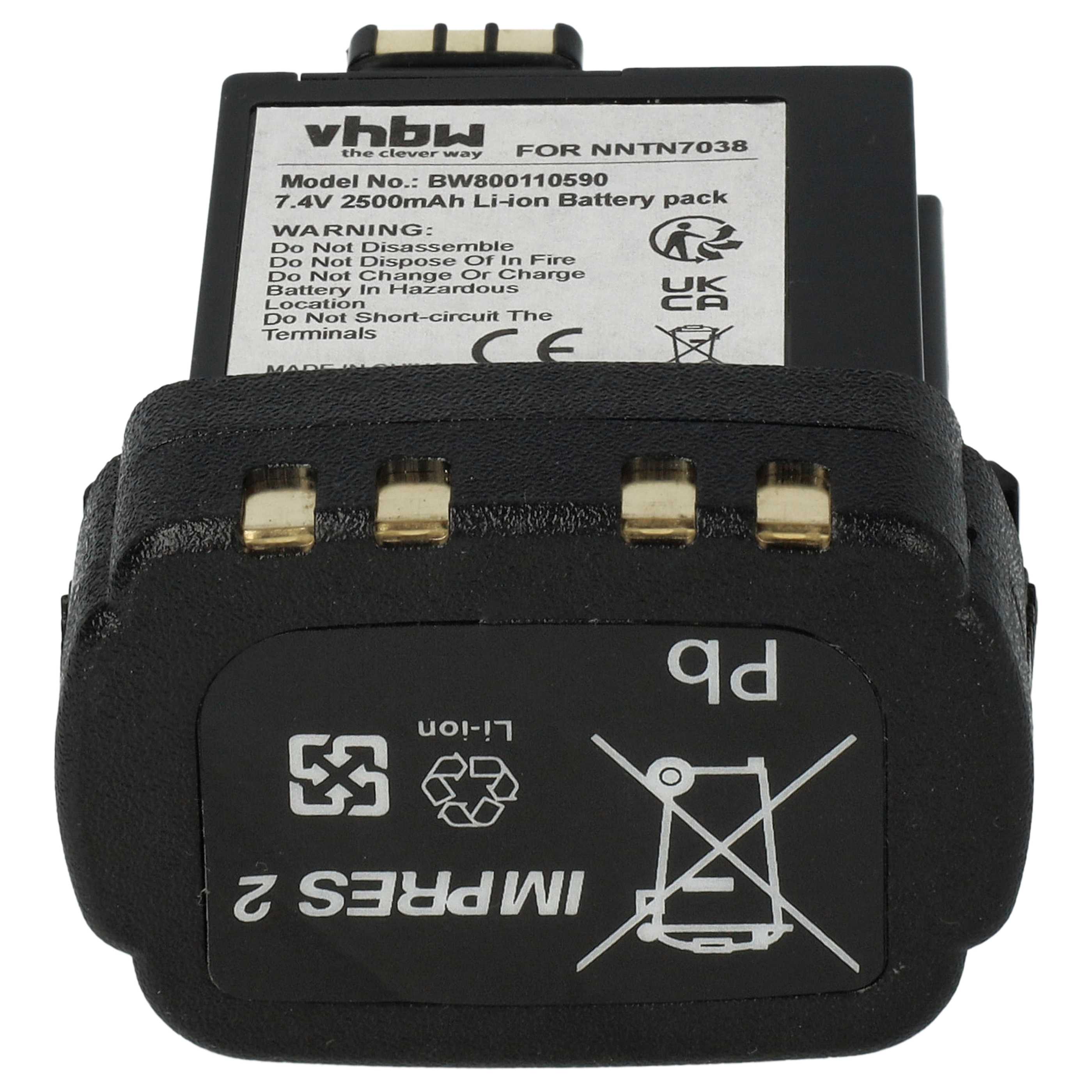 Radio Battery replaces Motorola NNTN7034A, NNTN7034B, NNTN7038, NNTN7035A, NNTN7035 - 2500 mAh 7.4 V Li-Ion