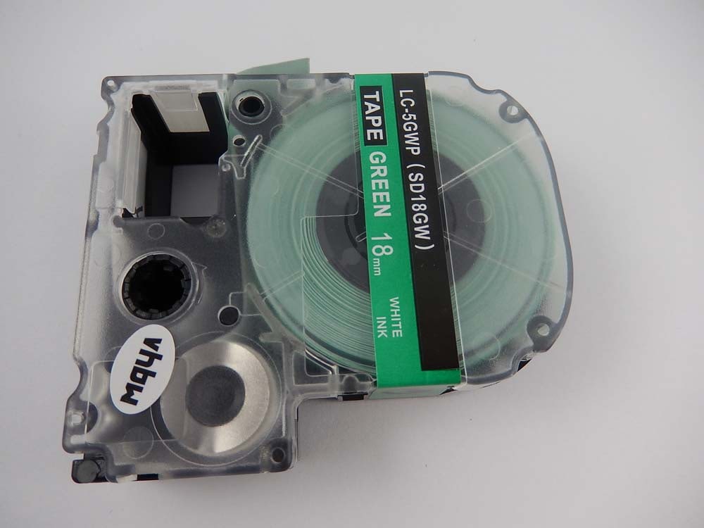 Label Tape replaces Epson LC-5GWP - 18 mm White to Green