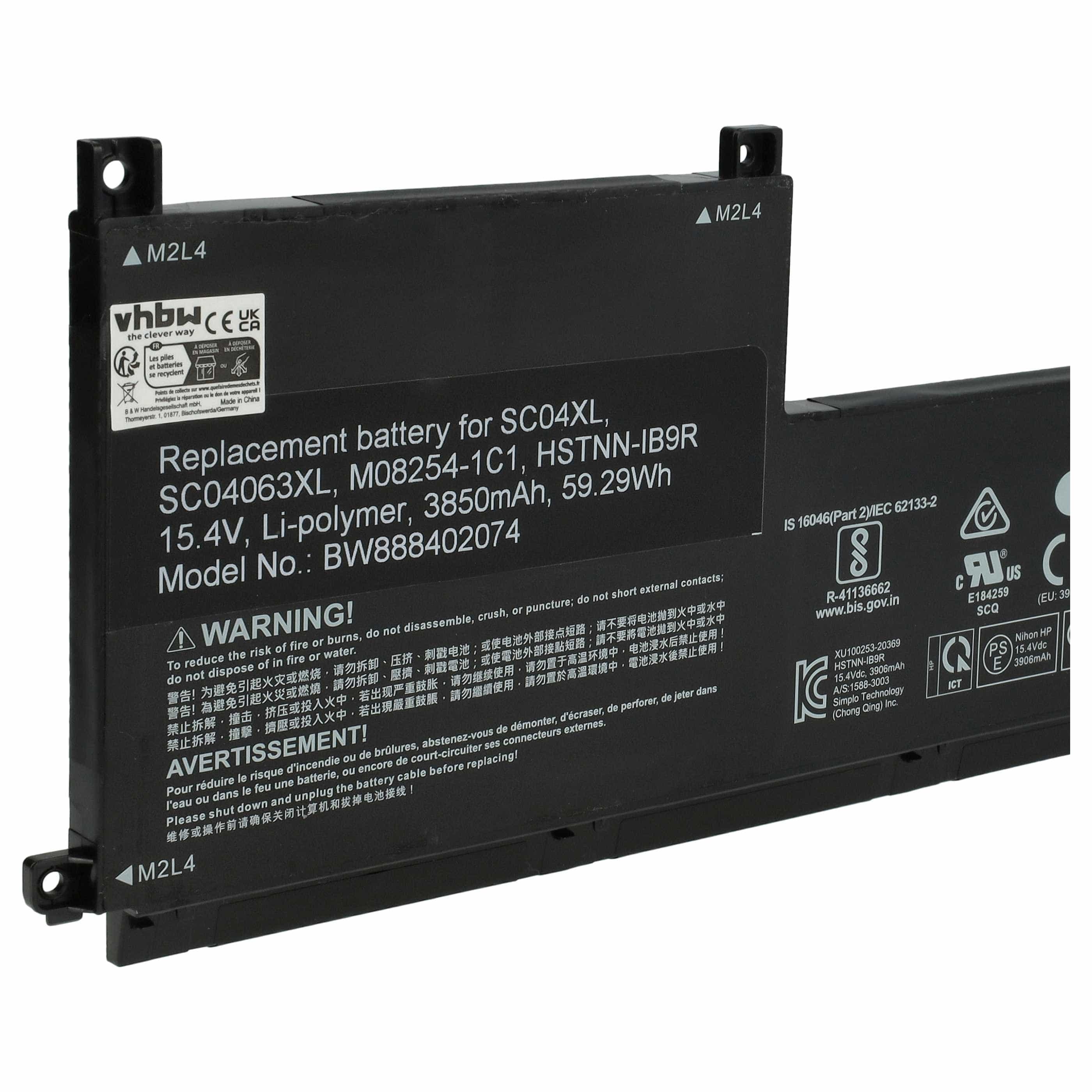 Akumulator do laptopa zamiennik HP SC04XL, SC04063XL, M08254-1C1, HSTNN-IB9R - 3850 mAh 15,4 V LiPo
