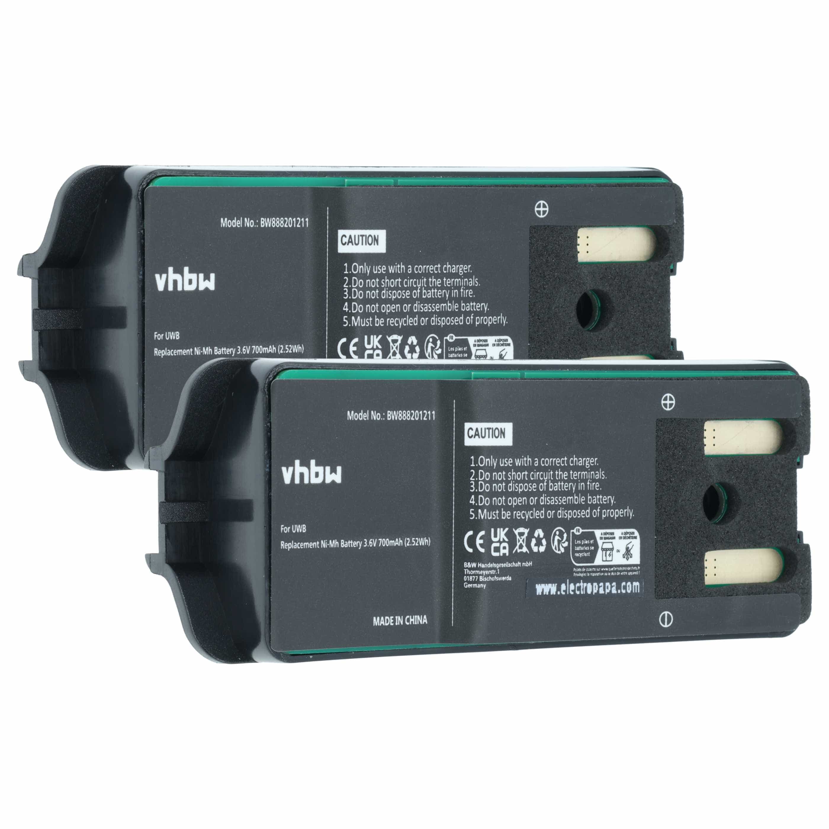 Radio 2x Battery replaces JAY UWB - 700 mAh 3.6 V NiMH