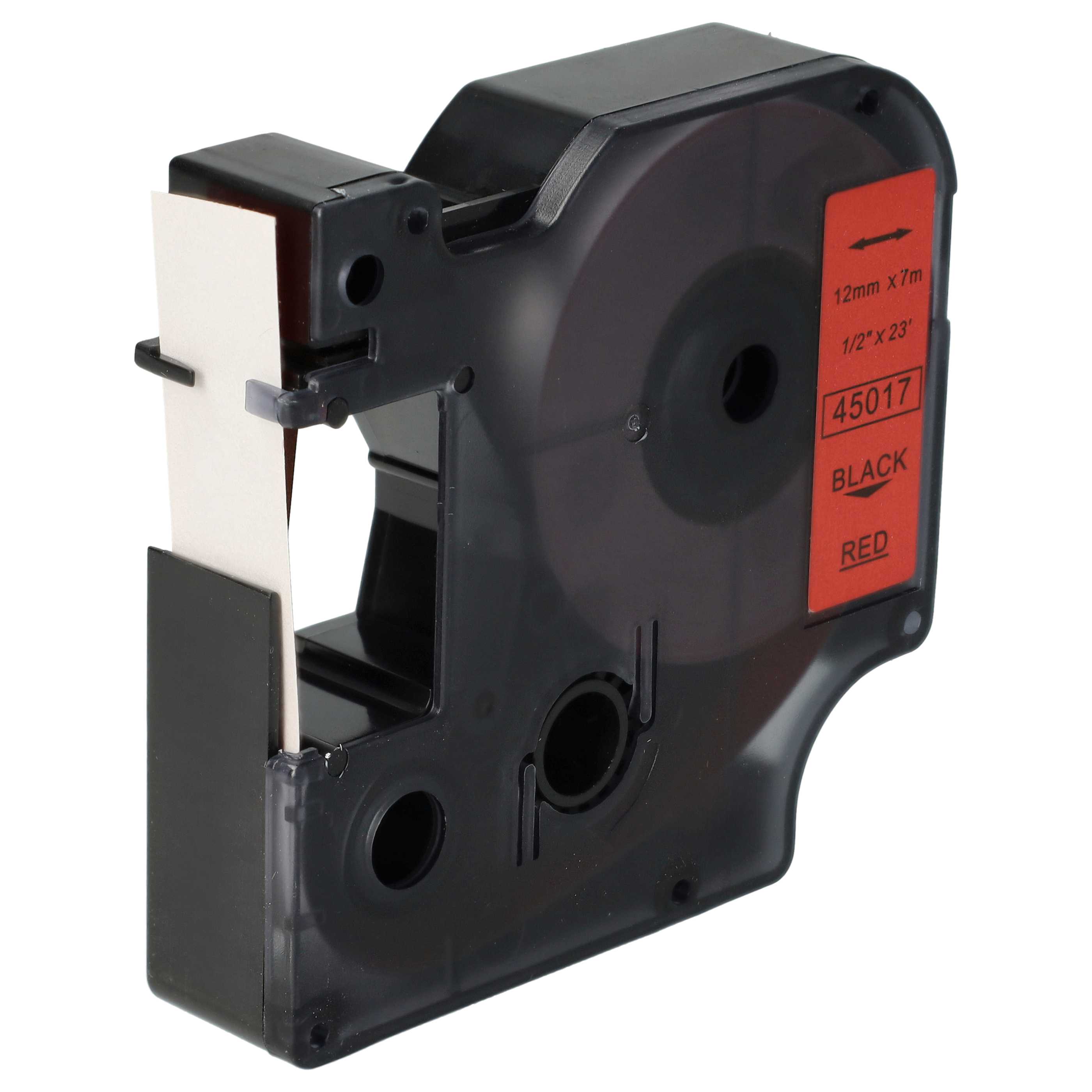 Label Tape replaces Dymo 45017, D1 - 12 mm Black to Red
