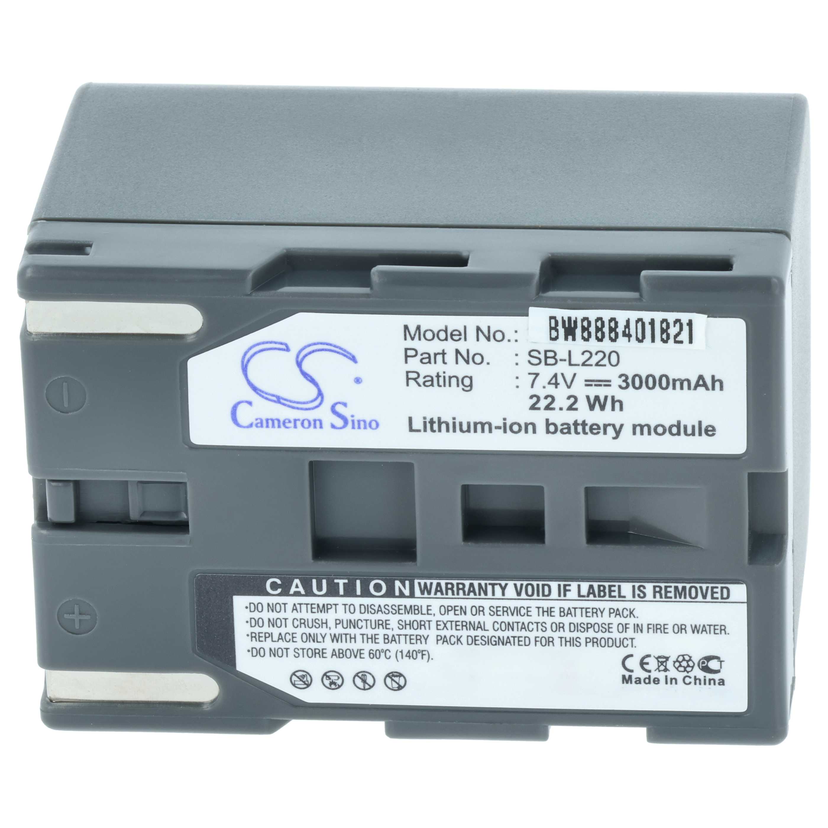 Battery replaces Samsung SB-L70R, SB-L70A, SB-L70, SB-LS70AB, SB-L220, SB-L110 - 3000mAh, 7.4V, Li-Ion