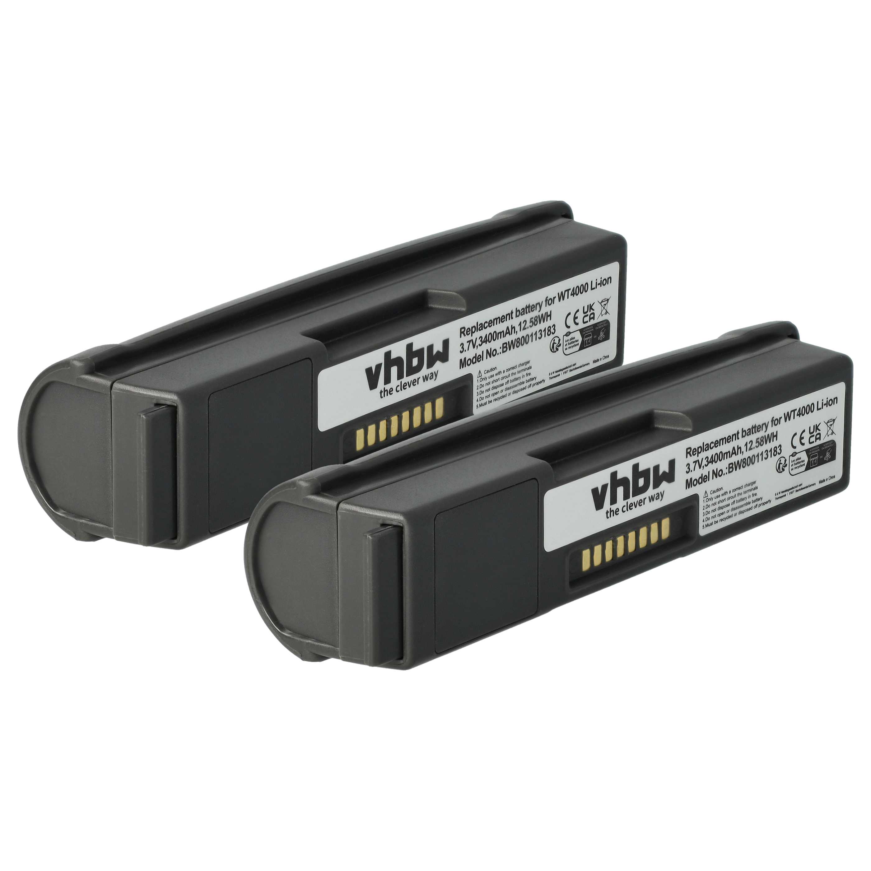 2x Batería reemplaza Symbol 55-000166-01, 82-90005-03 para escáner código de barras (3400 mAh, 3,7 V, Li-Ion)