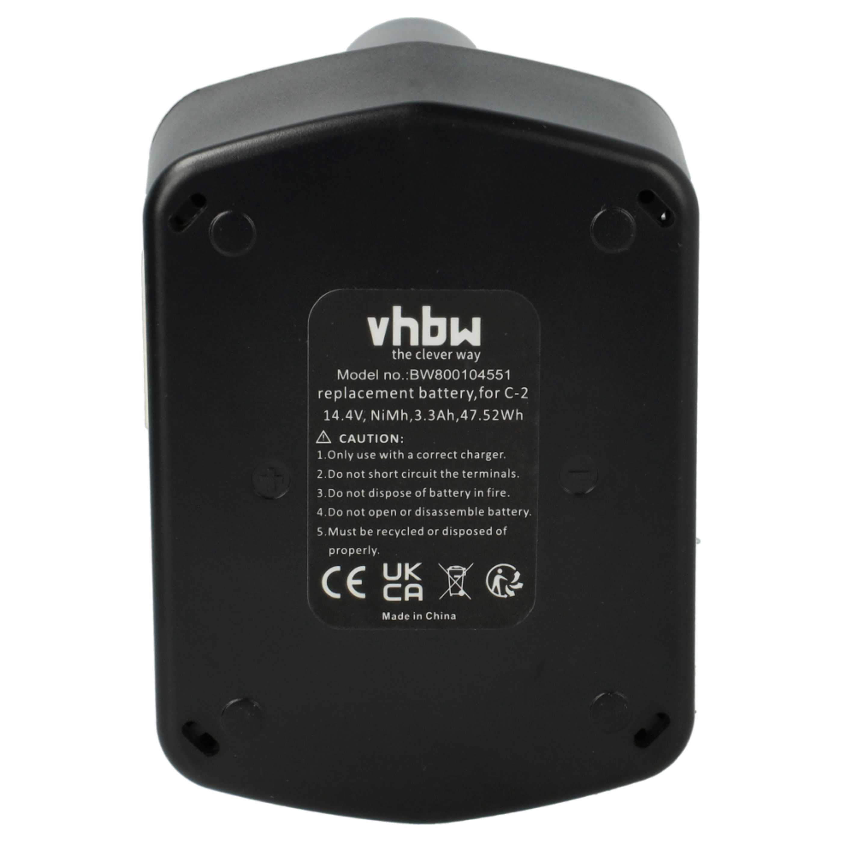 2x Battery replaces Hitachi 319104, 315129, 315130, 315128 Electric Power Tool - 3300 mAh, 14.4 V, NiMH