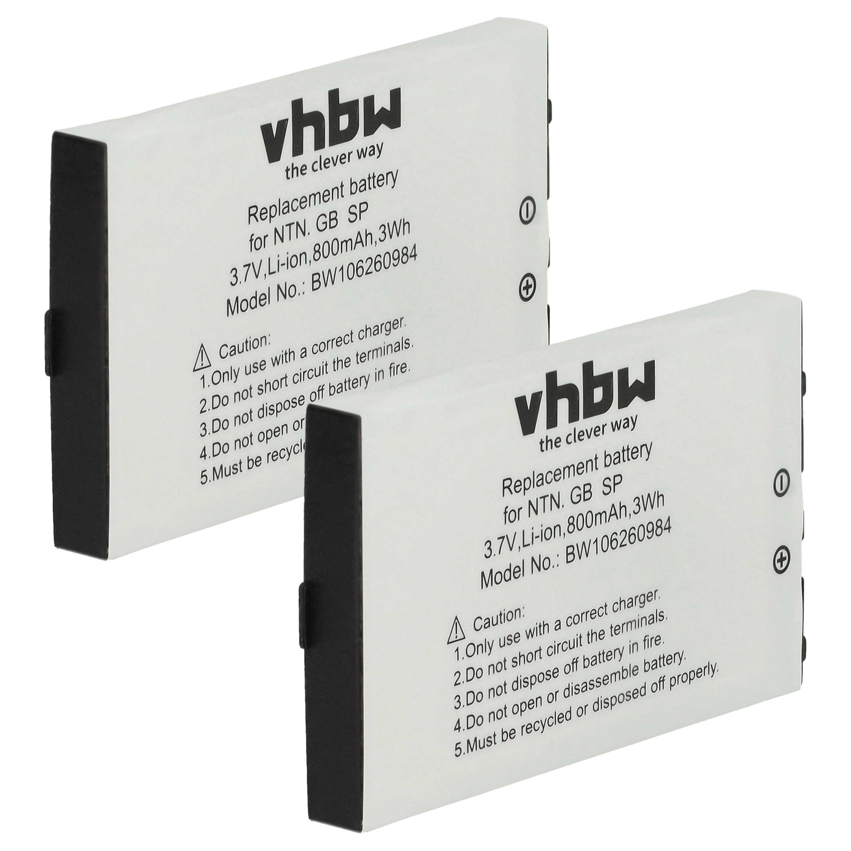 Games Console 2x Battery replaces Nintendo BT-M12, SAM-SPRBP, BAT-GBASP-1LI - 800 mAh 3.7 V Li-Ion