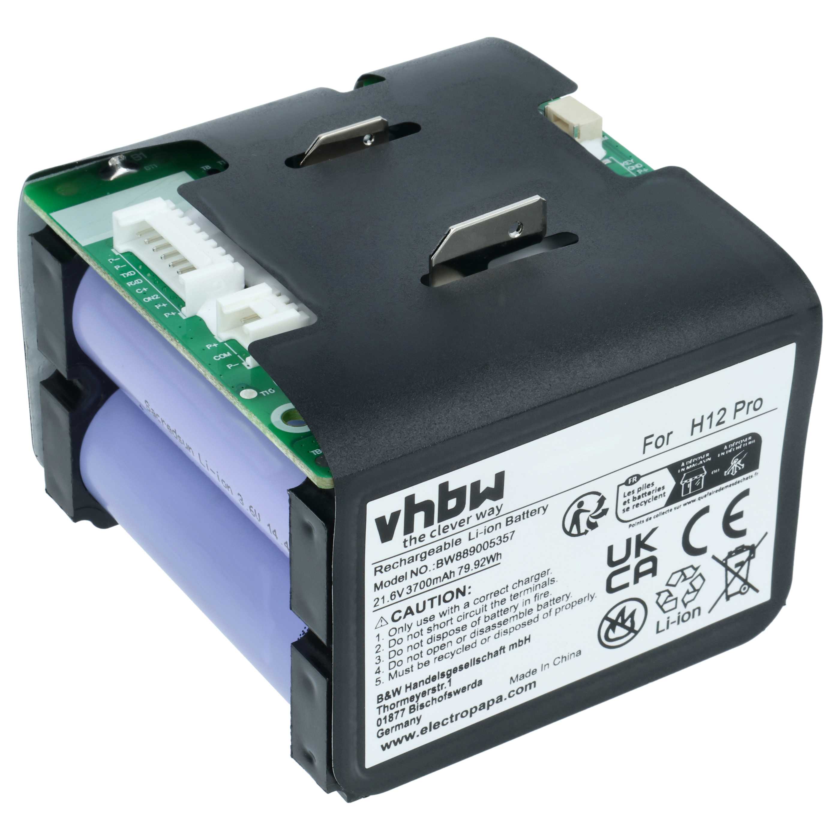 Battery replaces Dreame W2210, W2210-6S1P-BWB, 1.76.DRE.1.7 for Dreame 3700mAh, 21.6V, Li-Ion