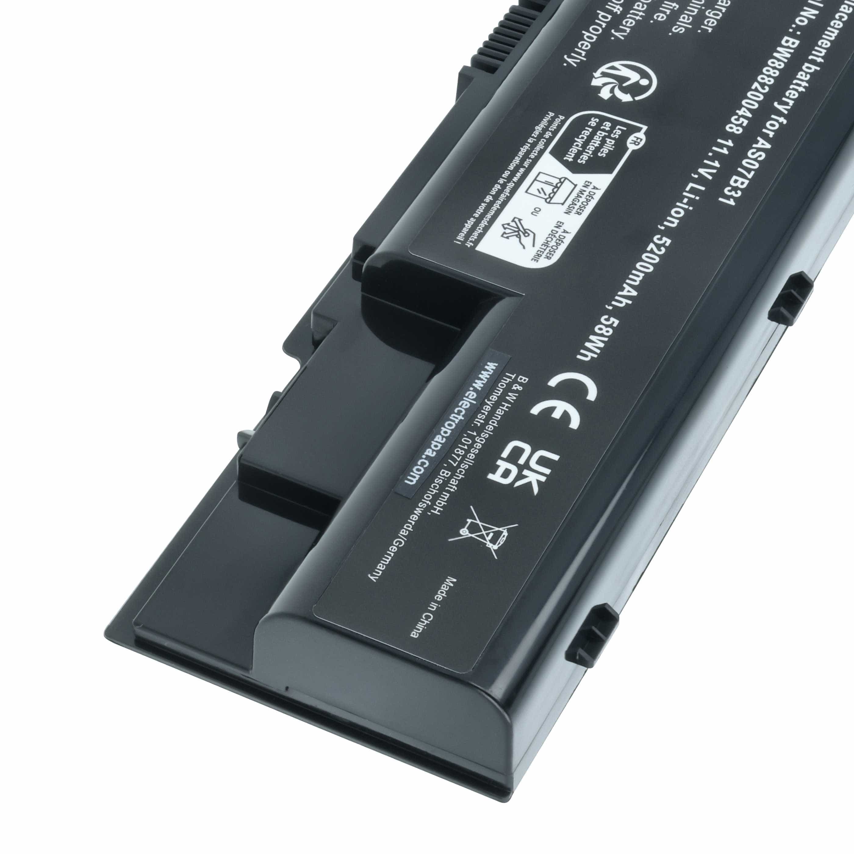 Akumulator do laptopa zamiennik Acer 01AS-2007B, AS07B32, AK.006BT.019 - 5200 mAh 11,1 V Li-Ion, czarny