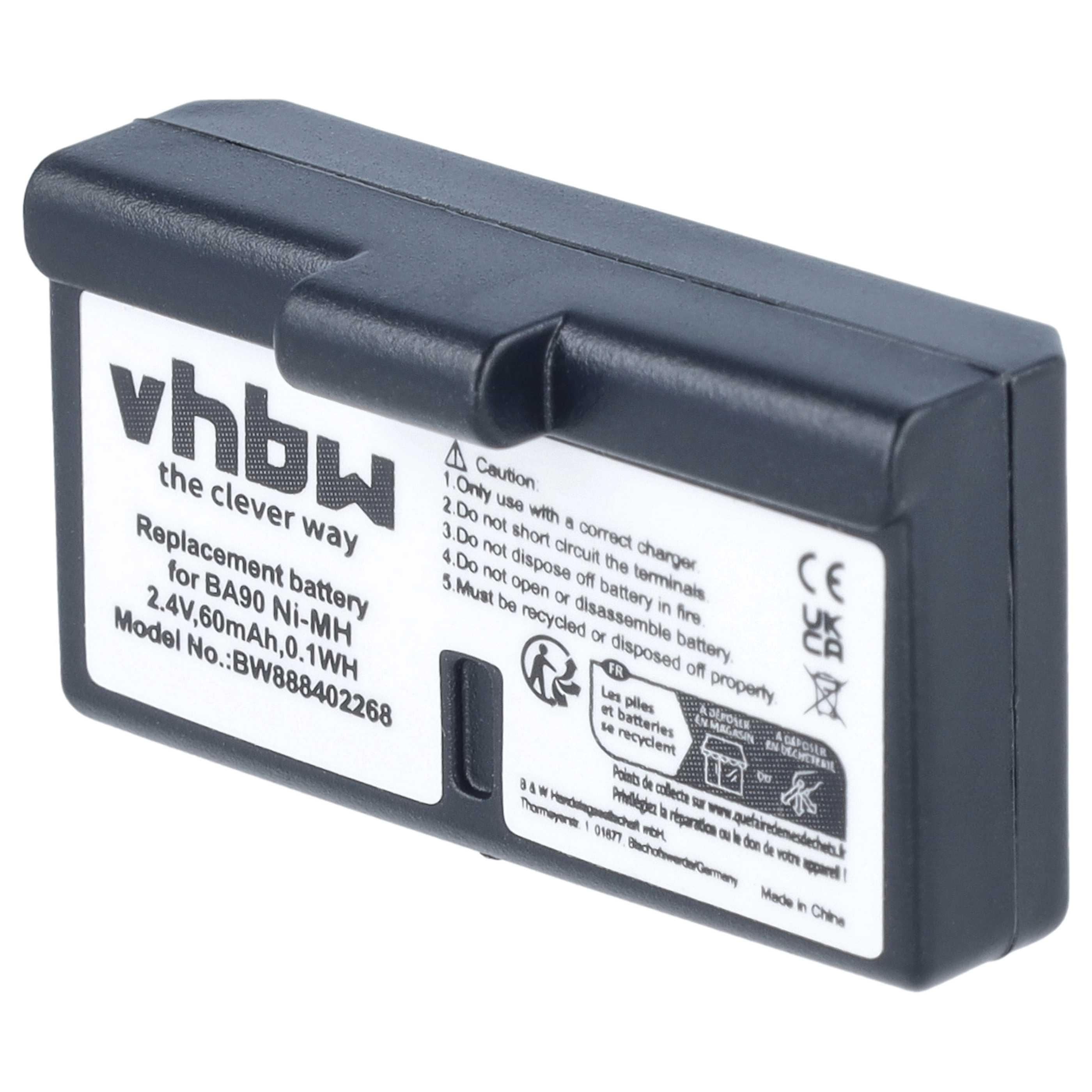 Batterie (3 pcs.) remplace Sennheiser BA90, E90, E180 casque audio Sennheiser - 60mAh 2,4V NiMH