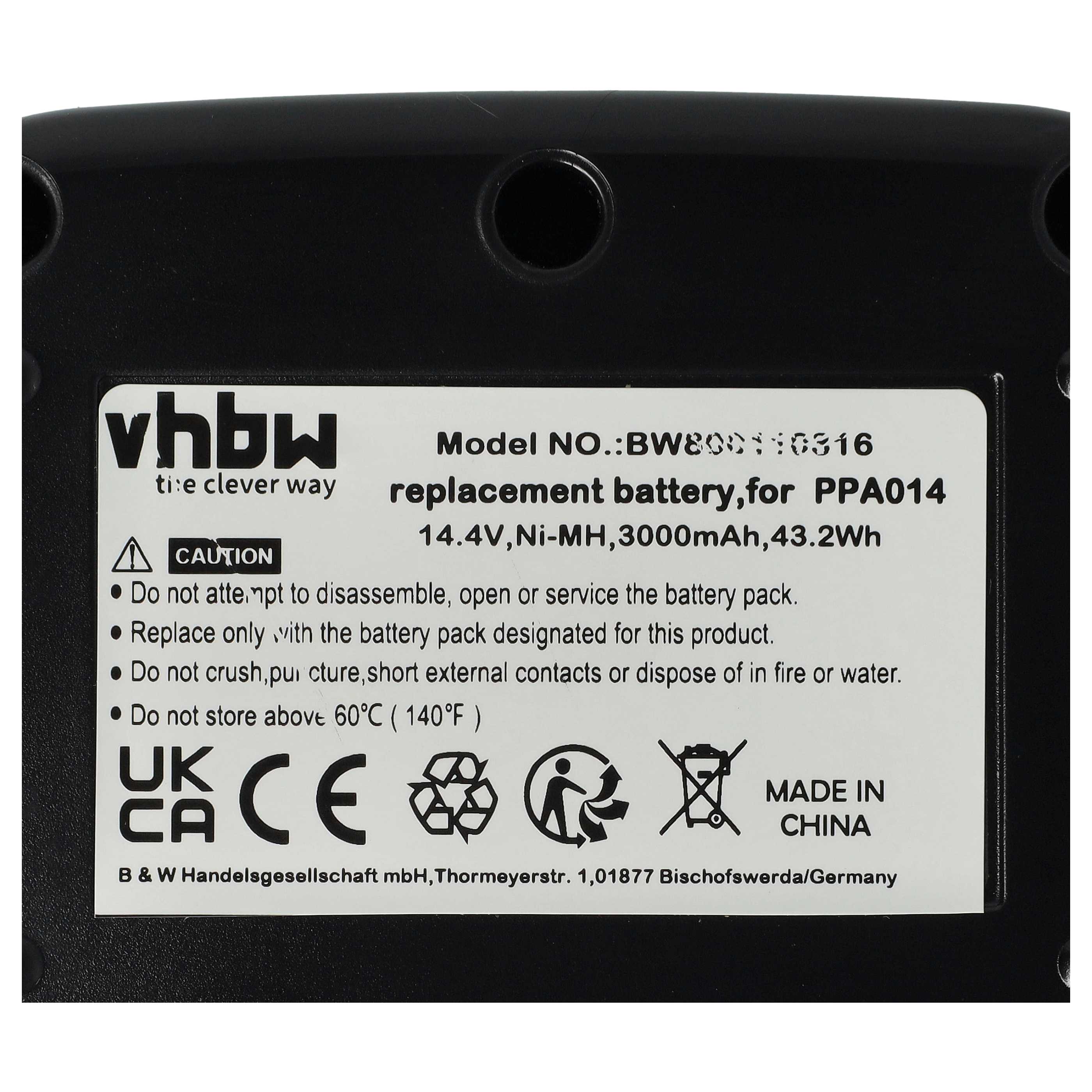 2x Battery replaces Senco PPA014 Electric Power Tool - 3000 mAh, 14.4 V, NiMH