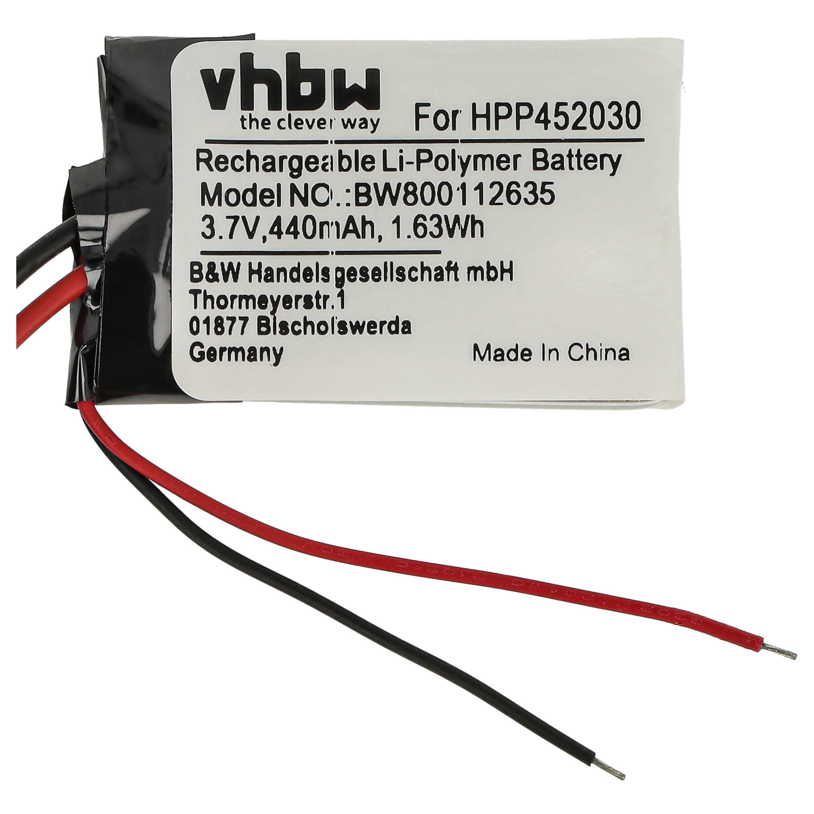 Videocamera Battery replaces HPP452030 - 440 mAh 3.7 V Li-polymer