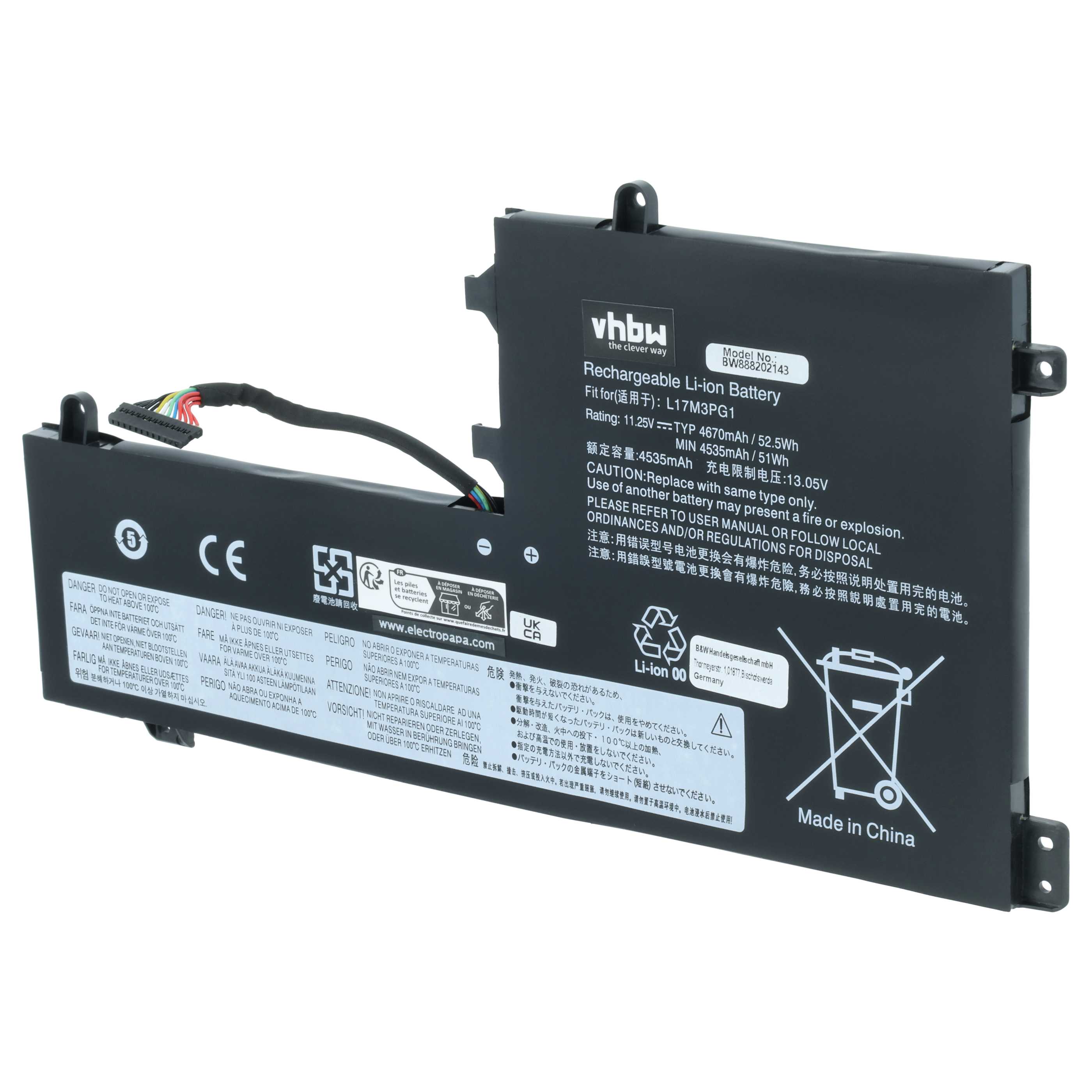Akumulator do laptopa zamiennik Lenovo L17C3PG1, L17L3PG1, L17C3PG2, L17L3PG3 - 4400 mAh 11,25 V LiPo