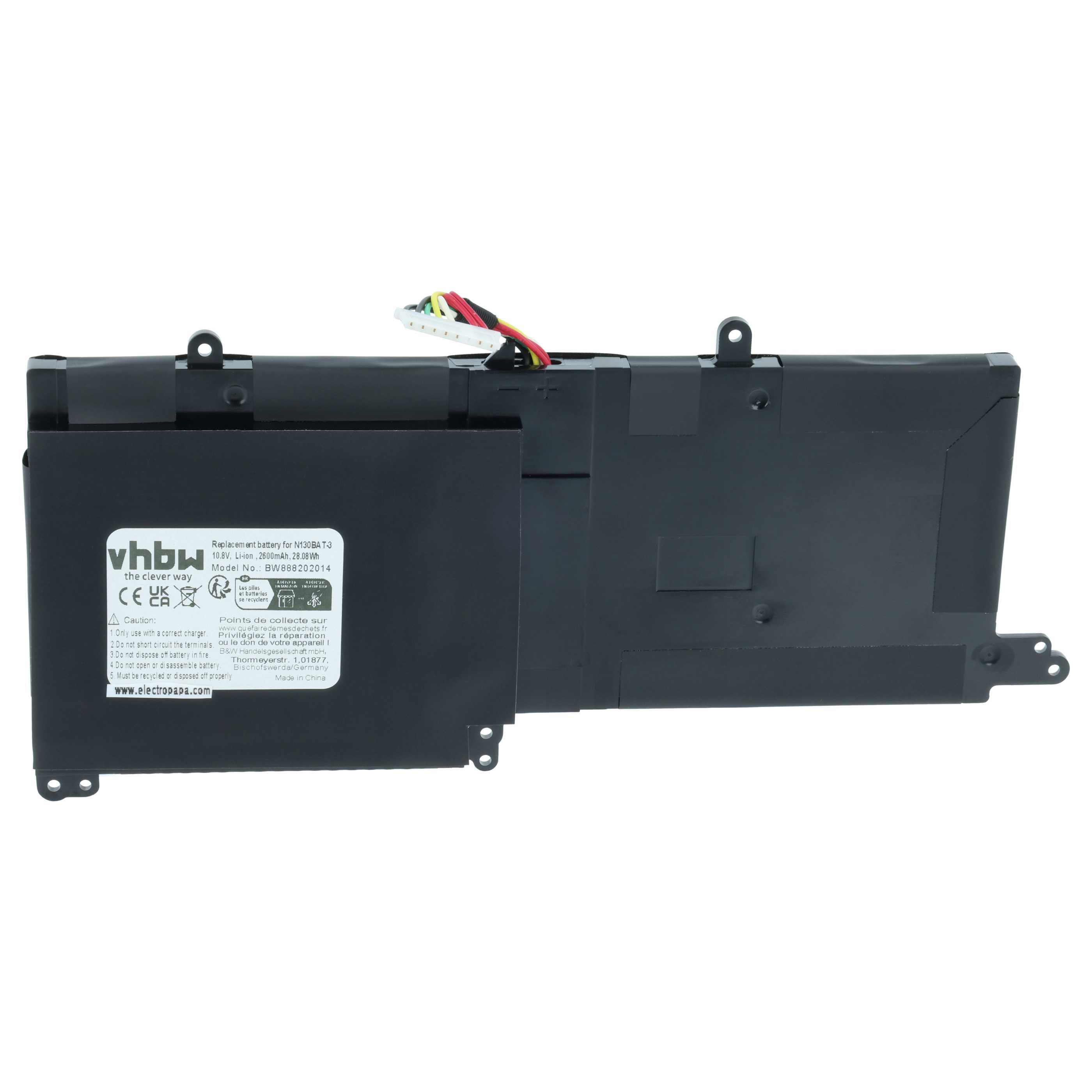 Akumulator do laptopa zamiennik Clevo 6-87-N130S-3U9, 3ICP5/62/72, 6-87-N130S-3U9A - 2600 mAh 10,8 V Li-Ion