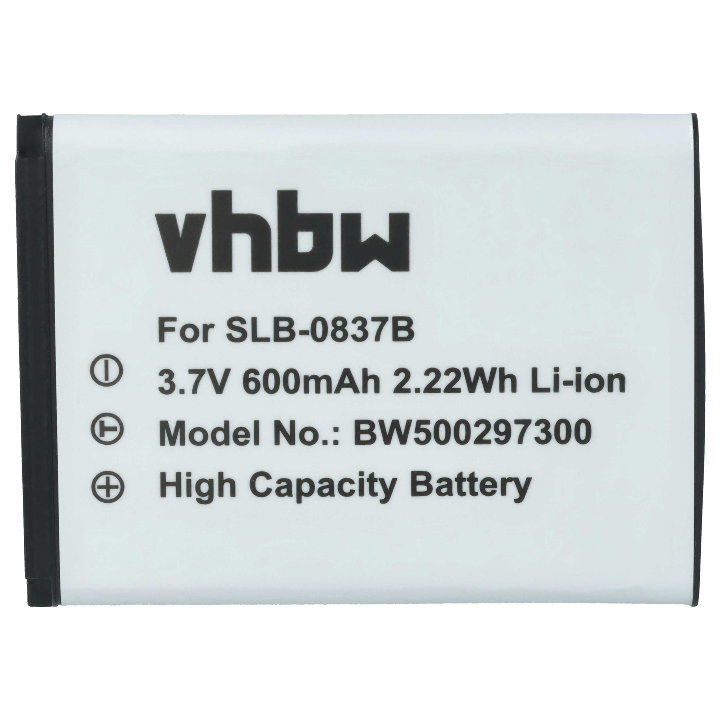 2x Battery replaces Samsung SLB-0837b - 500mAh, 3.7V, Li-Ion