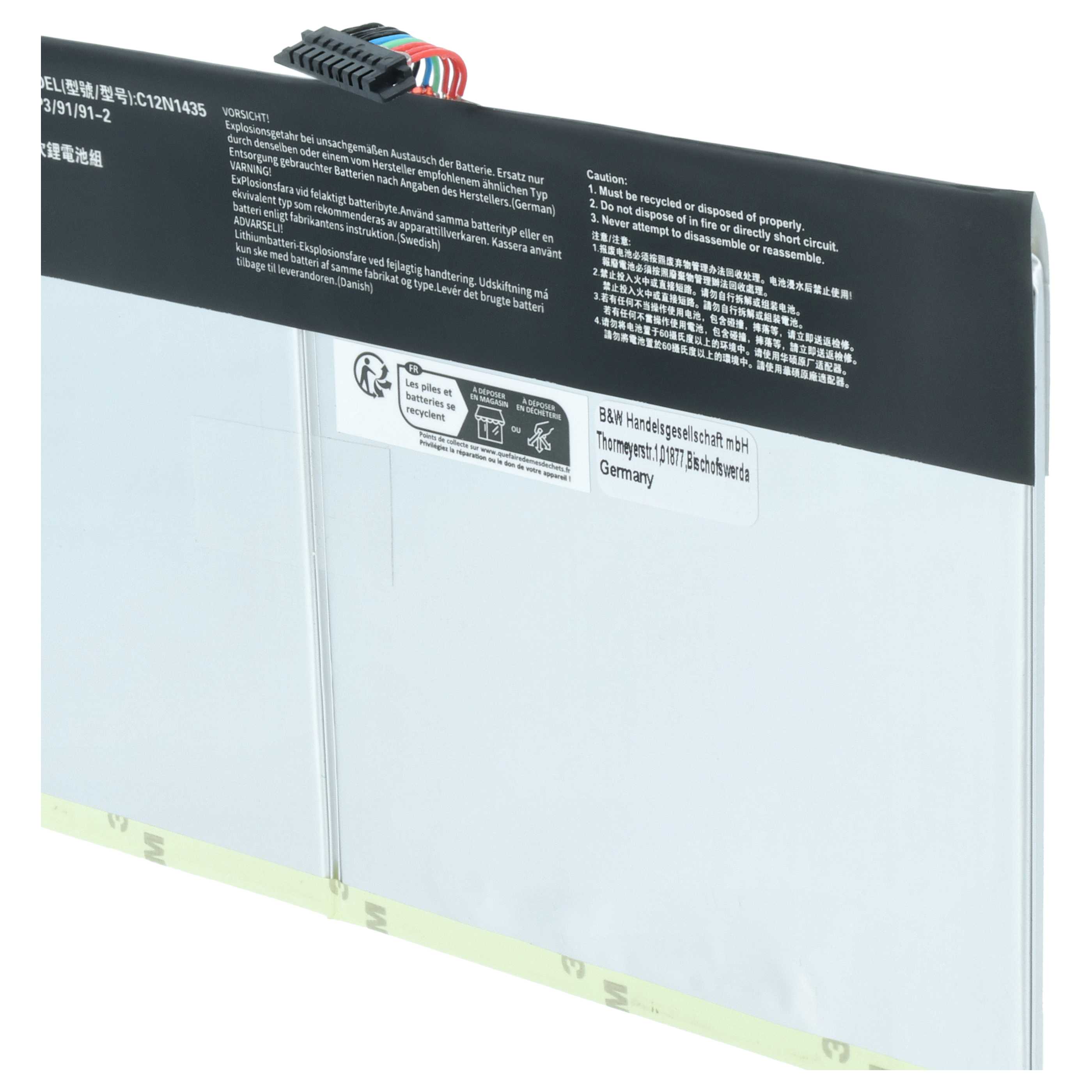 Batteria per tablet sostituisce Asus C12-N1435, C12N1435 - 7800mAh 3,8V Li-Poly