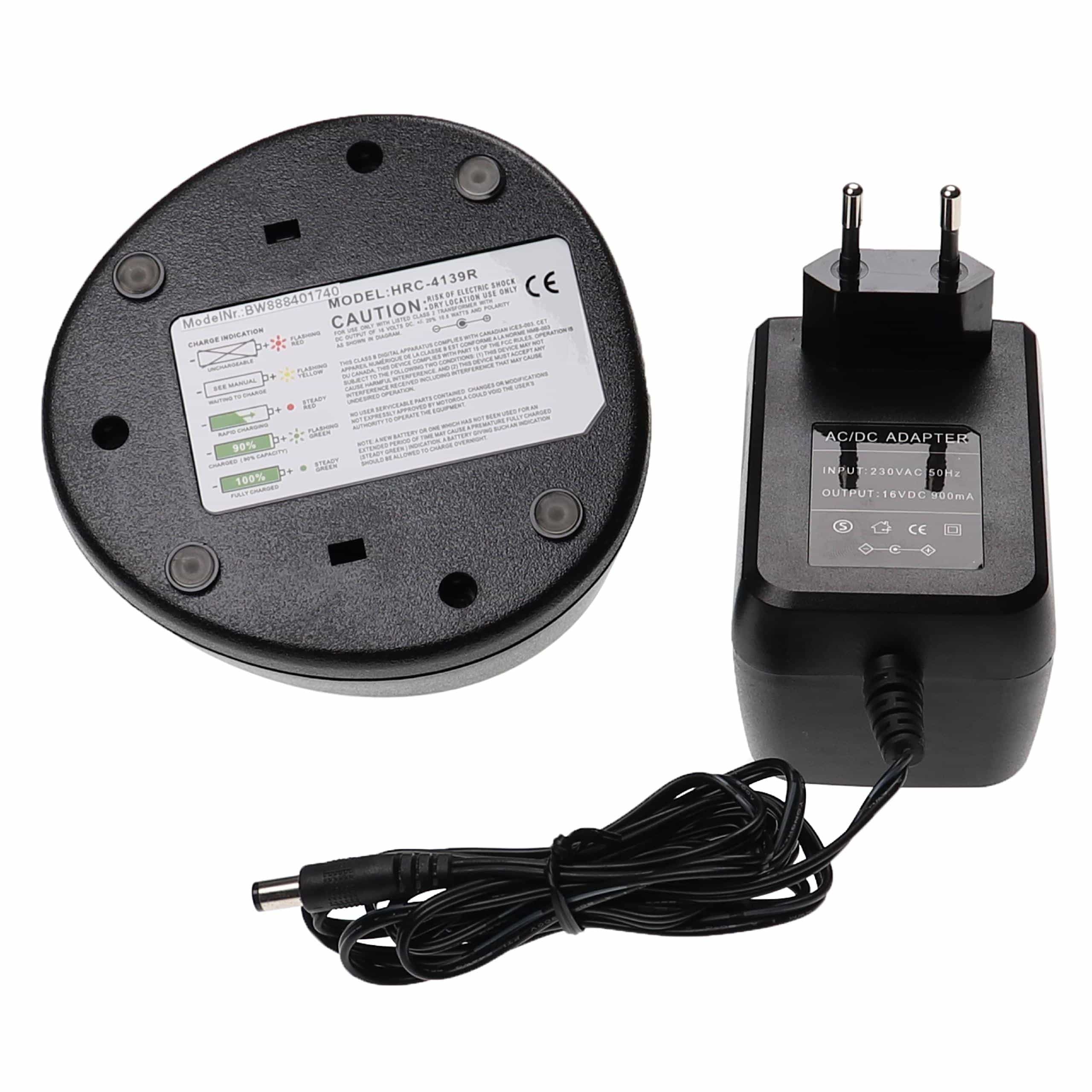 Charger + Mains Adapter Suitable for Motorola NNTN4496 Radio Batteries - 16 V, 0.9 A