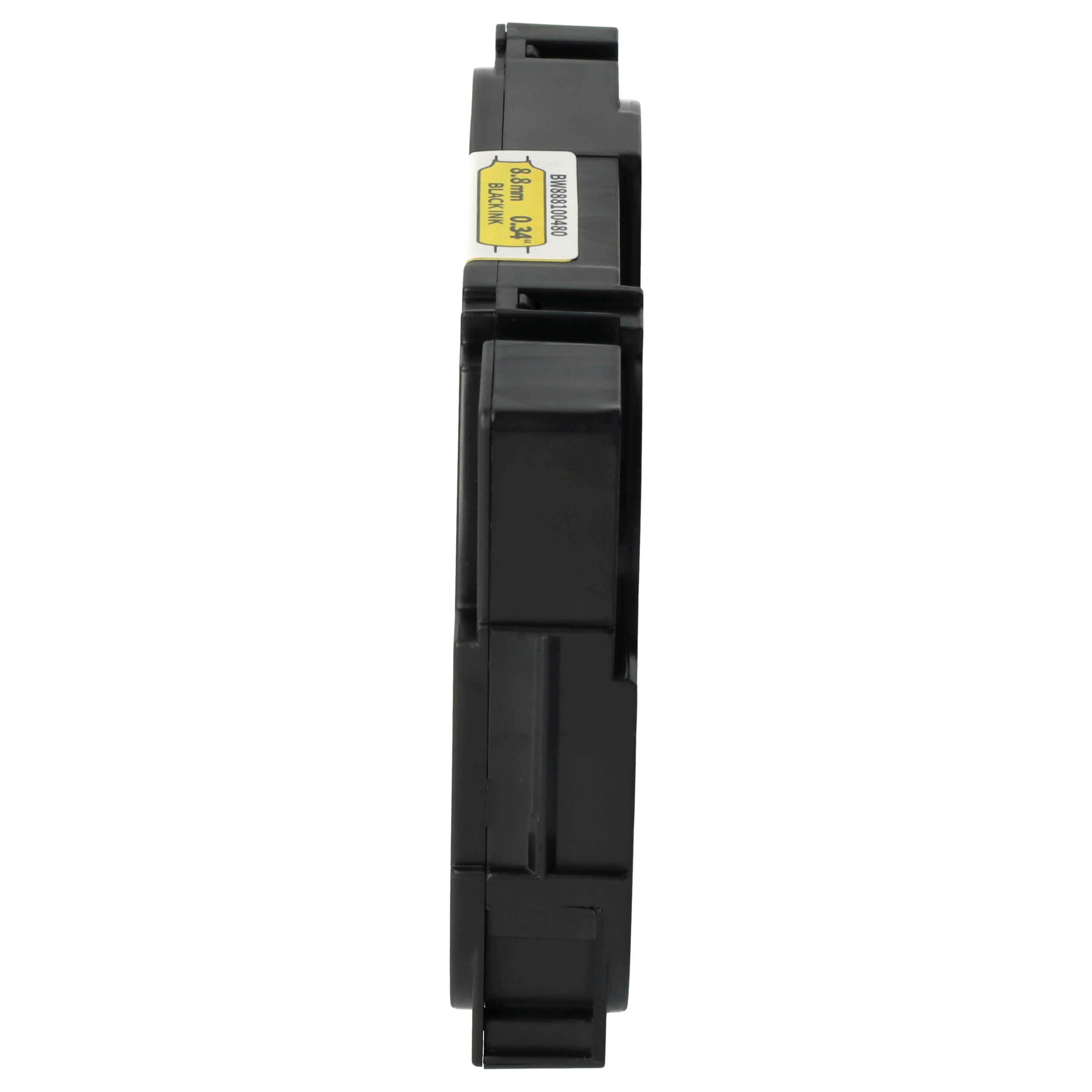 Label Tape as Replacement for Brother AHS-621, HS-621, HS621 - 8.8 mm Black to Yellow, Heat Shrink Tape